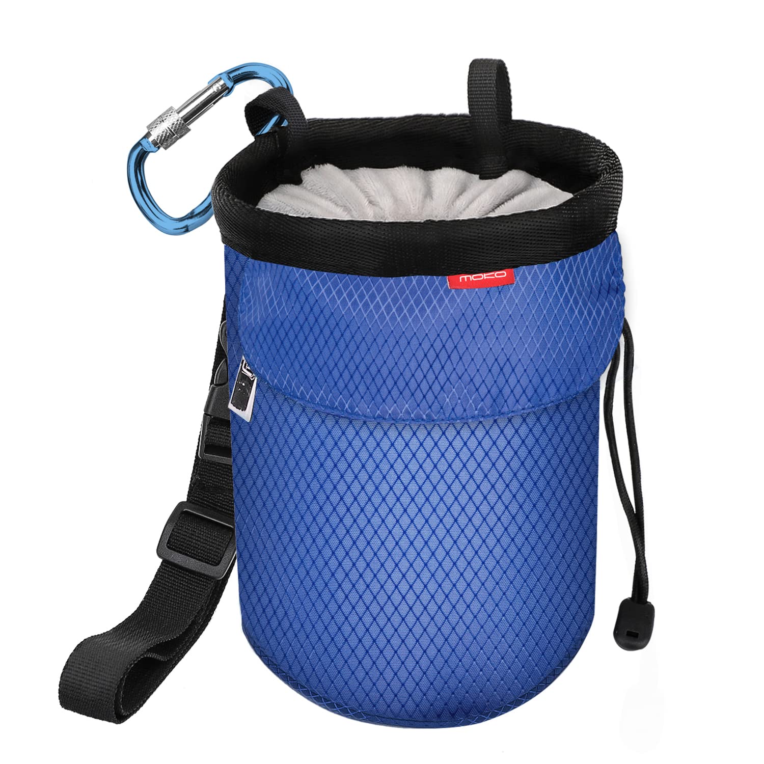 MoKo Chalk Bag for Rock Climbing - Adjustable Belt, Zippered Pockets & Carabiner - Lightweight Chalk Bucket for Bouldering, Weightlifting, Gymnastics & CrossFit - Perfect for Indoor/Outdoor Climbing Gyms & Training Sessions