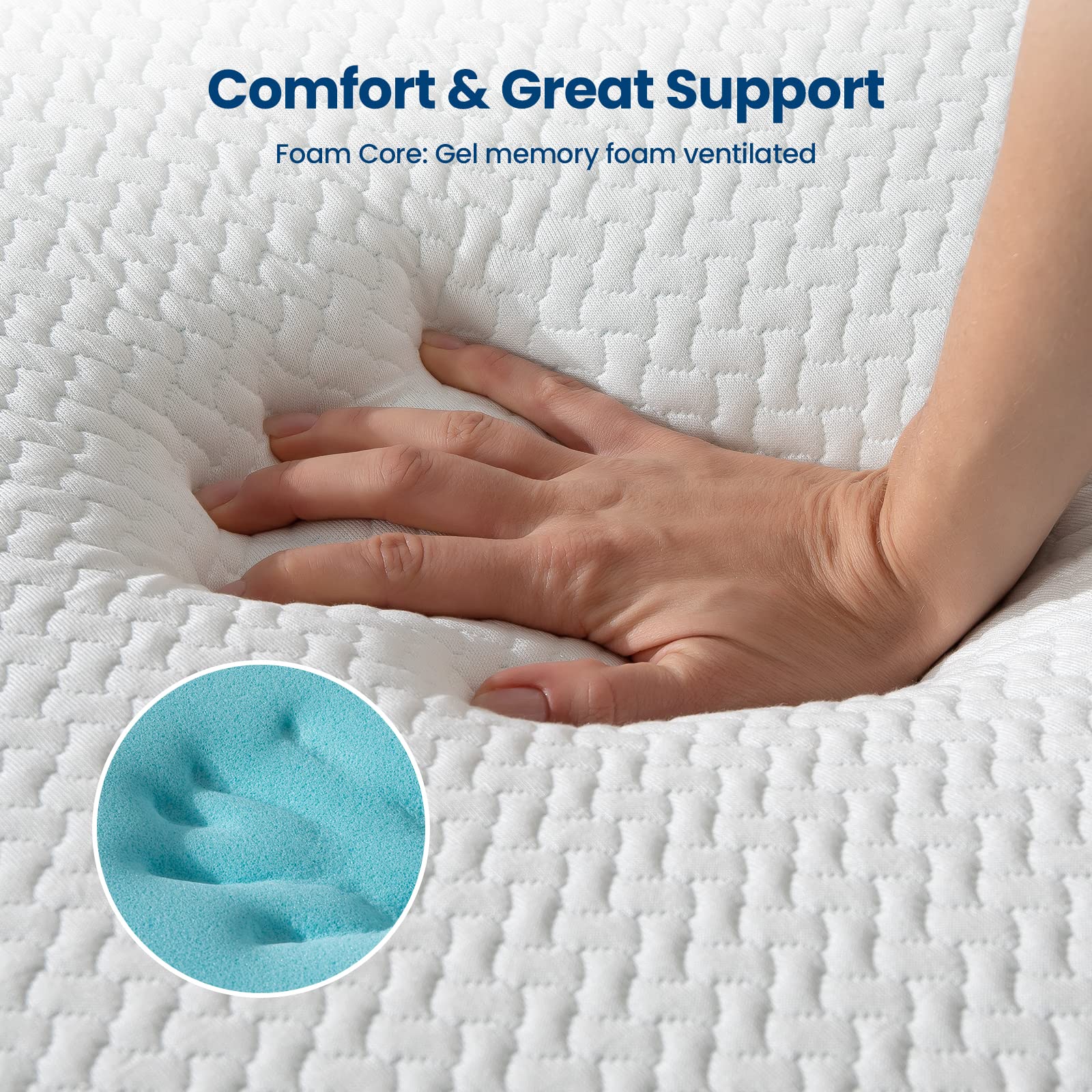 IMOOY 3 Inch Cooling Gel Memory Foam Mattress Topper Twin XL Size - High Density Ventilated Mattress Pad with Removable Bamboo Cover - Pressure Relief for Back, Hip & Shoulder Pain - Perfect for Hot Sleepers & Side Sleepers - 10 Year Warranty