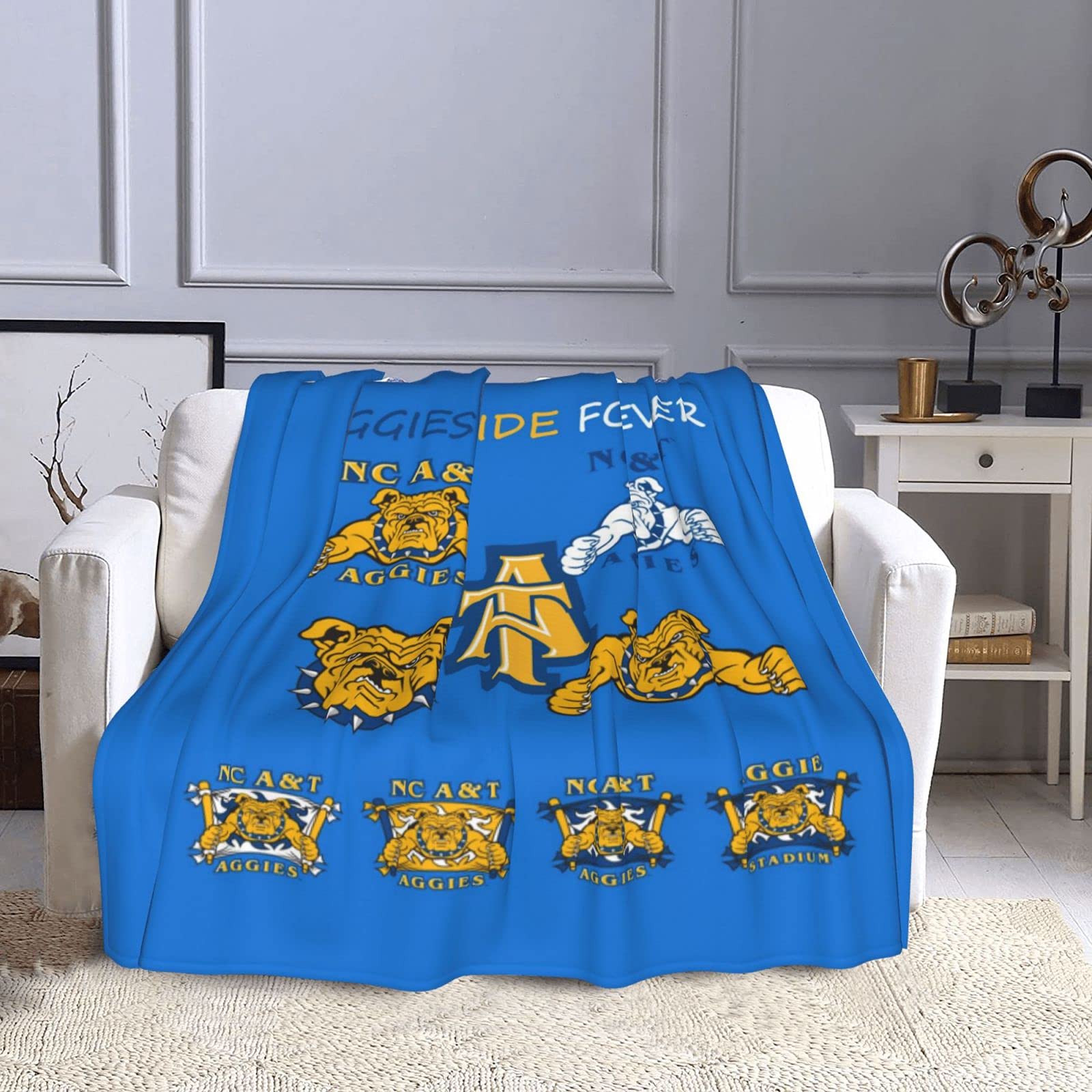 Super Soft Deepon North Carolina Blanket - 80x60 Inch Cozy Bed Blanket for Adults & Kids | NC Apparel Gift for Men & Women | Perfect for Home, Office, and Travel Use