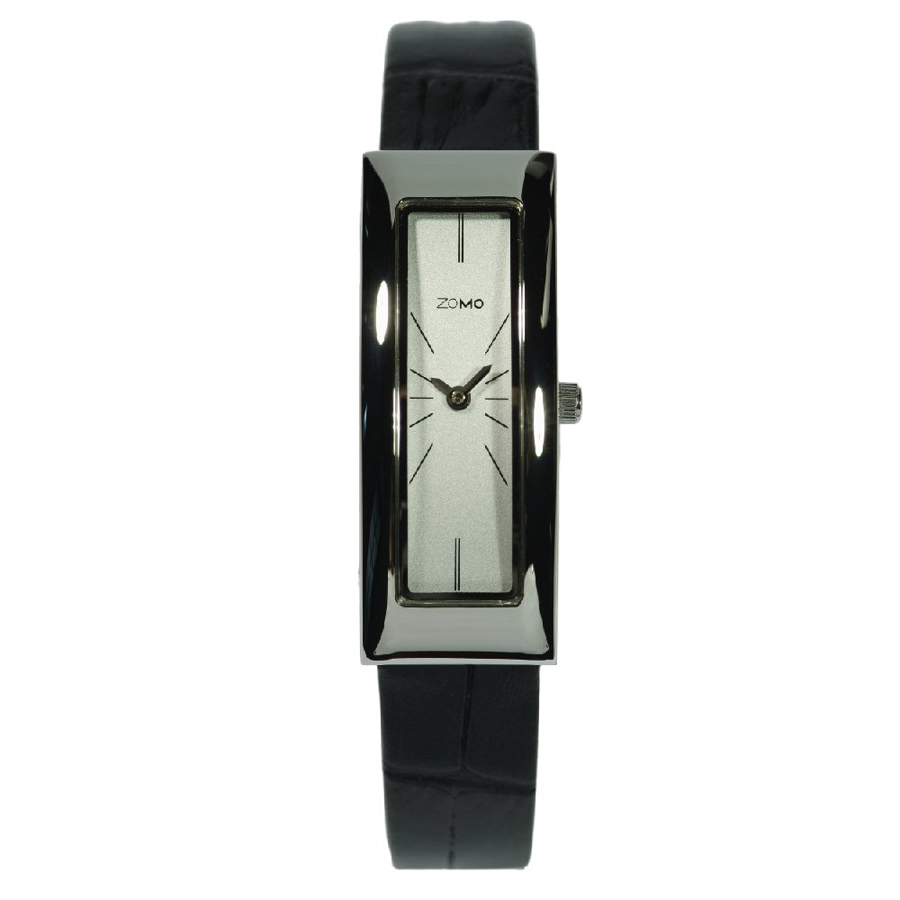 ZOMO Adore 3778 Women's Swiss Quartz Watch - Ultra Slim Rectangle Silver Dial & Black Leather Strap Fashion Watch for Women | Perfect for Office, Date Night & Special Occasions