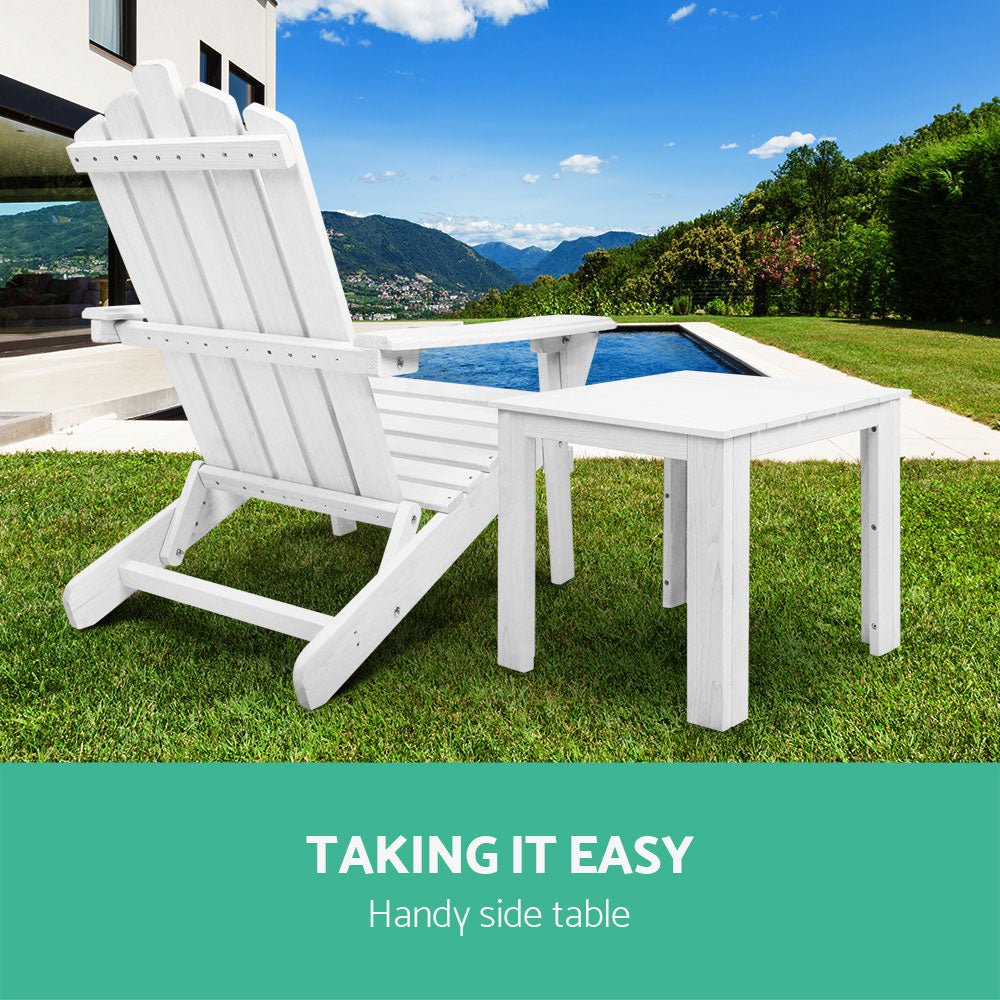 White Wooden Coffee Side Table - Outdoor Camping & Garden Furniture for Patio, Deck, and Backyard Relaxation