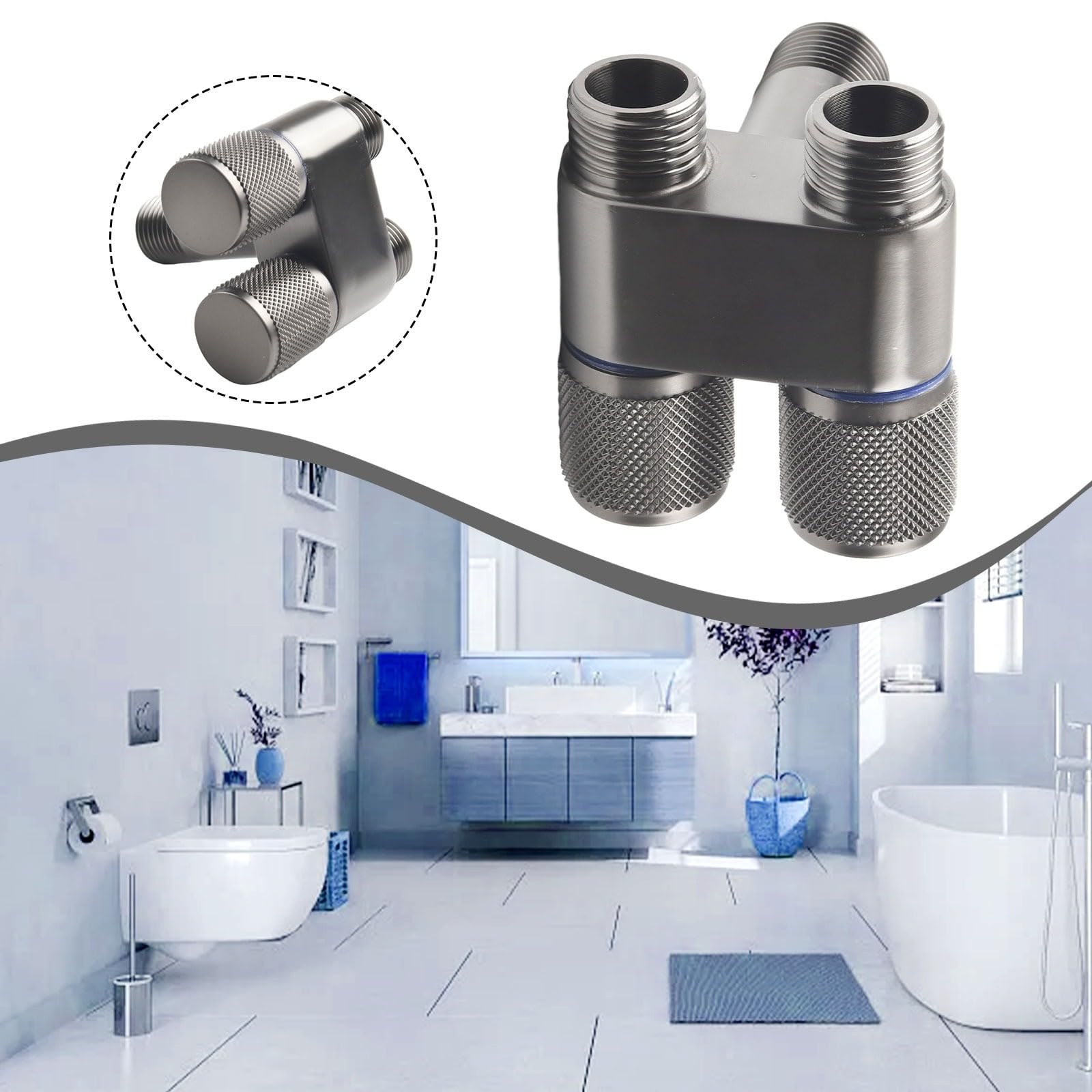 Dual Control Valve 1-In-2-Out with Handheld Bidet Sprayer - G1/2 Double Control Washing Machine Faucet Kit for Feminine Hygiene, Pet Cleaning, Cloth Washing & Bathroom Bidet - Perfect for Toilet, Baby Care & Household Cleaning (Grey)
