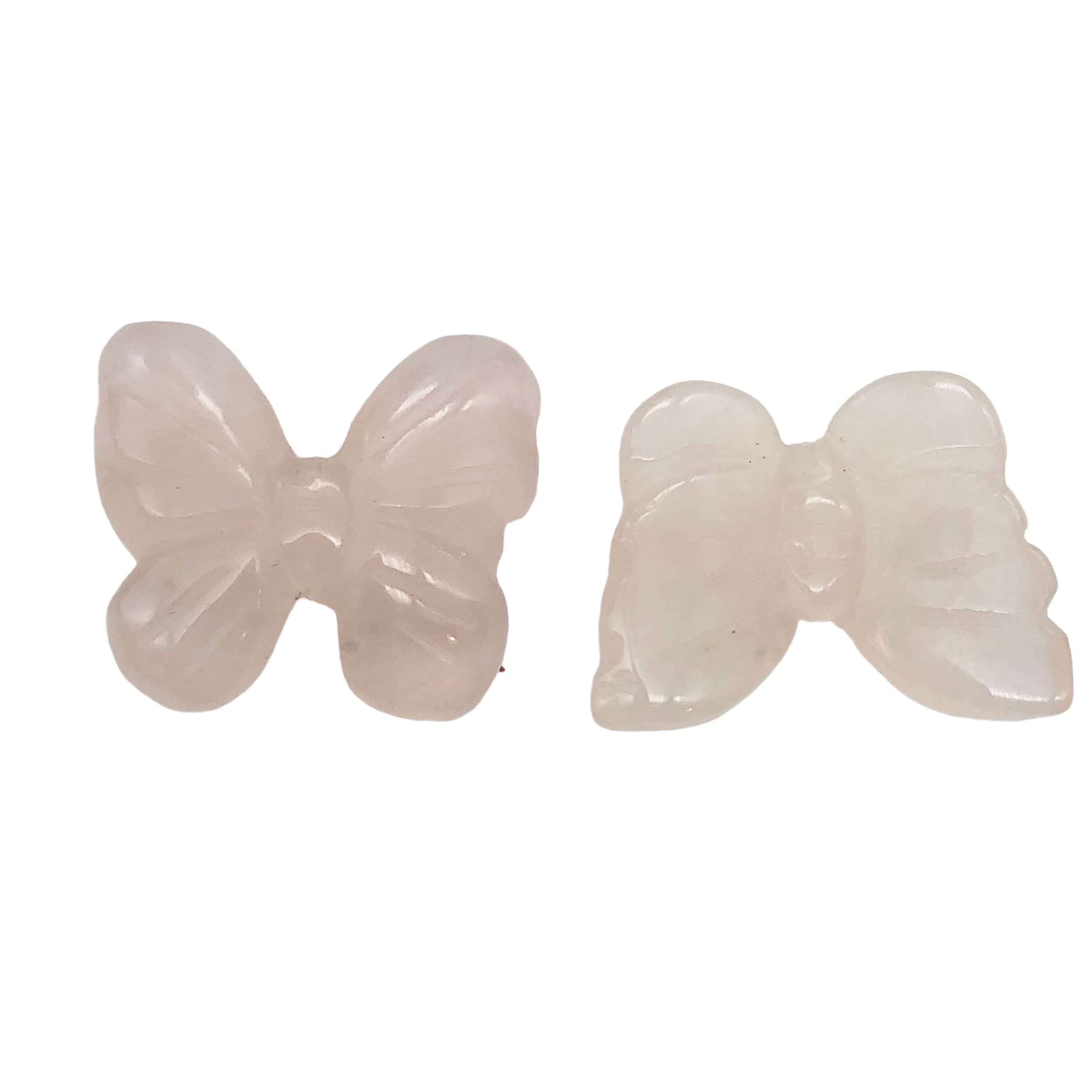 Flutter 2 Carved Rose Quartz Butterfly Beads for Jewelry Making - DIY Bracelets, Necklaces & Craft Projects - Healing Crystal Beads for Spiritual Gifts & Boho Style Accessories
