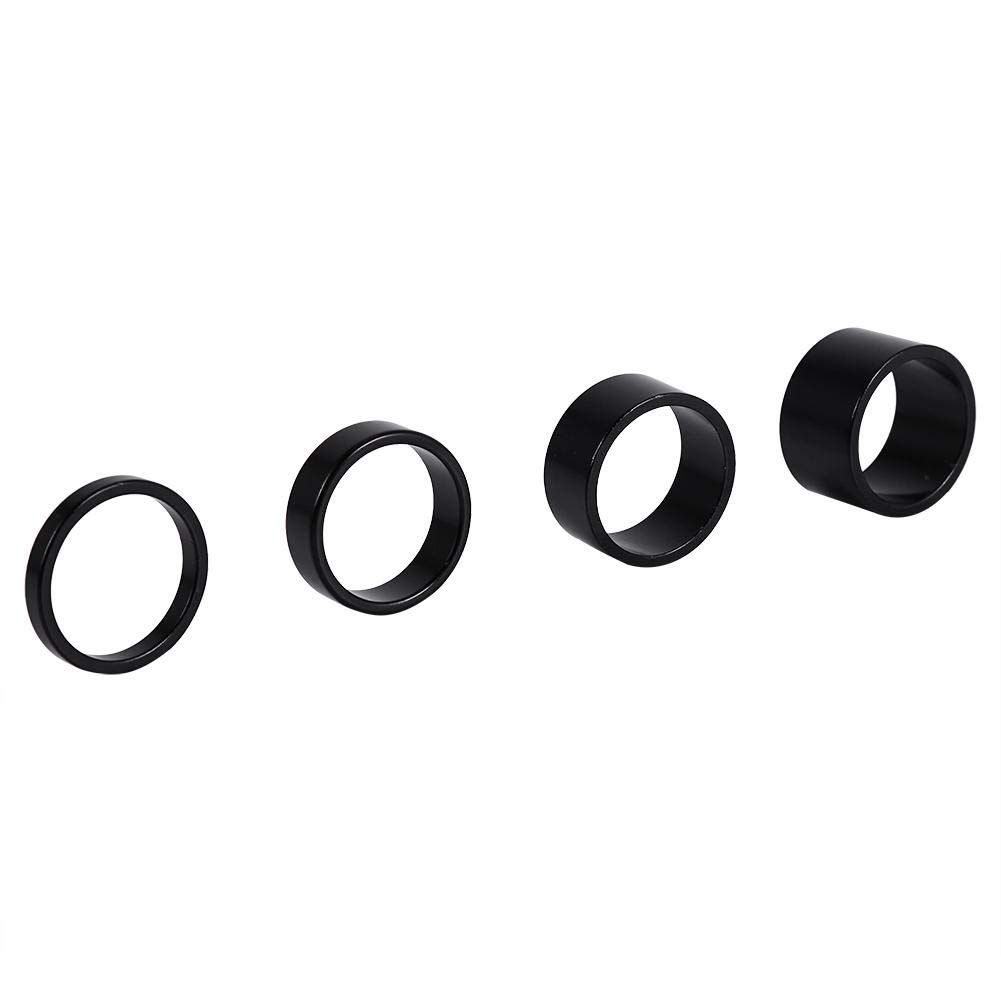 Keenso 4PCS Aluminum Alloy Bike Headset Spacers - Lightweight MTB & Road Bike Stem Fork Spacers (Black) | Perfect for Mountain Biking, Road Cycling & Bike Maintenance