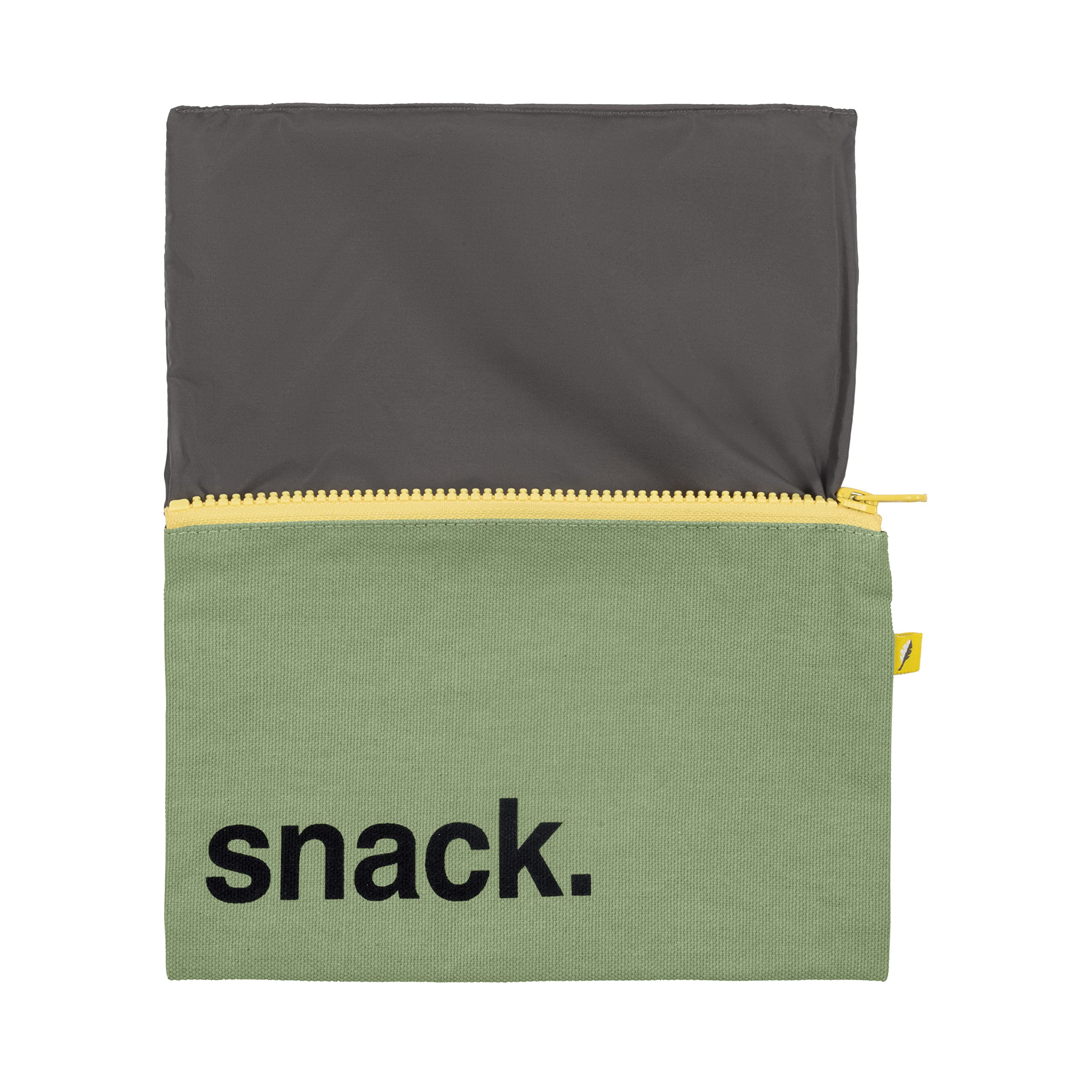 Fluf Zip Snack Bag - Reusable Food Storage Bags for Snacks, Sandwiches & Lunch | Eco-Friendly Organic & Recycled Materials | BPA-Free & Food Safe | Machine Washable (Moss Green) | Perfect for School, Work, Picnics & Travel