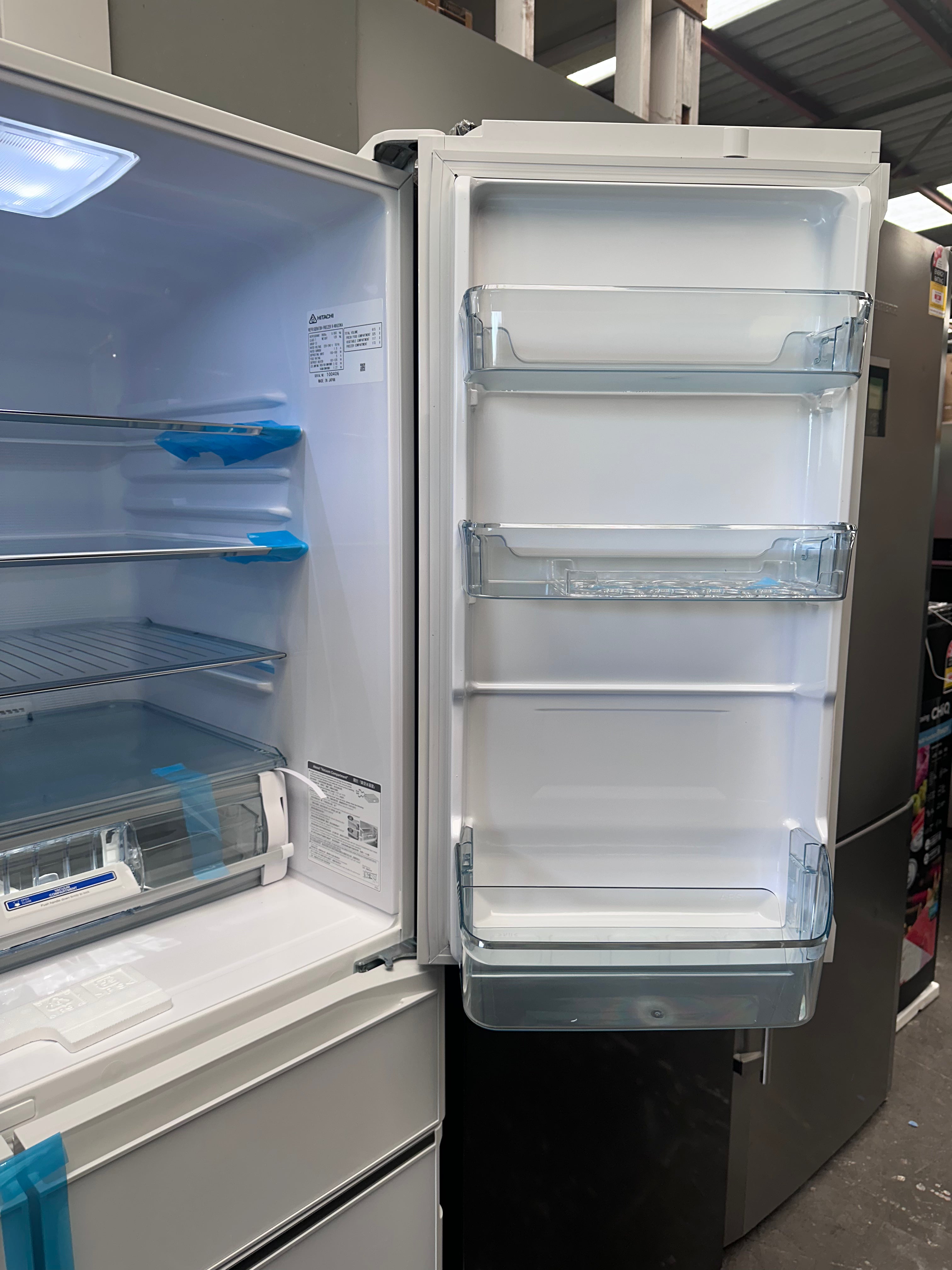 Hitachi 615L White Glass Finish French Door Refrigerator RWX620KAXW with Non-Plumbed Ice Maker - Japanese Made Energy Efficient Fridge for Modern Kitchen | Black Friday Special | Factory Second