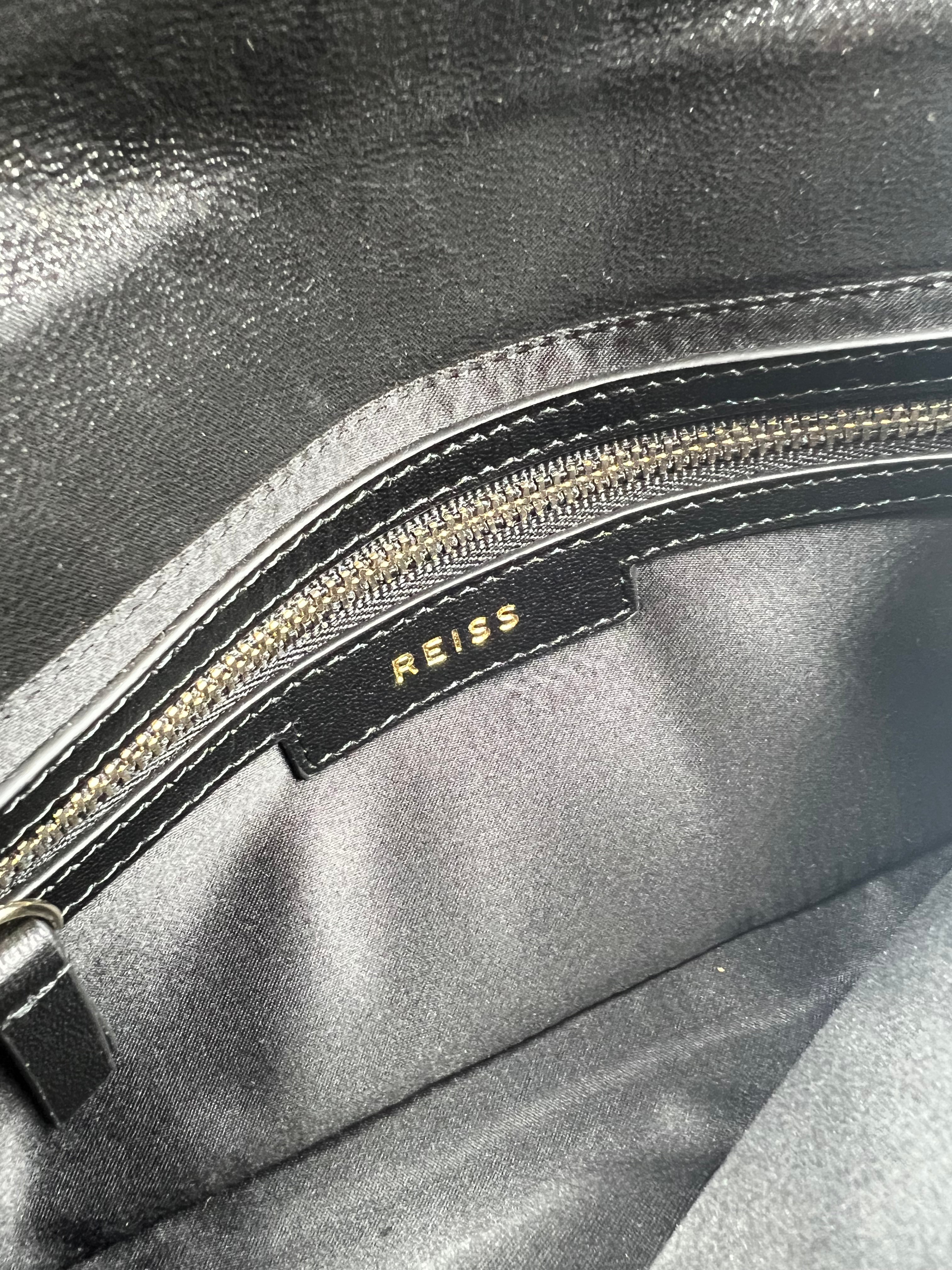 Reiss Black Beau Suede Clutch Bag for Women - Elegant Evening Purse for Parties, Weddings & Special Occasions