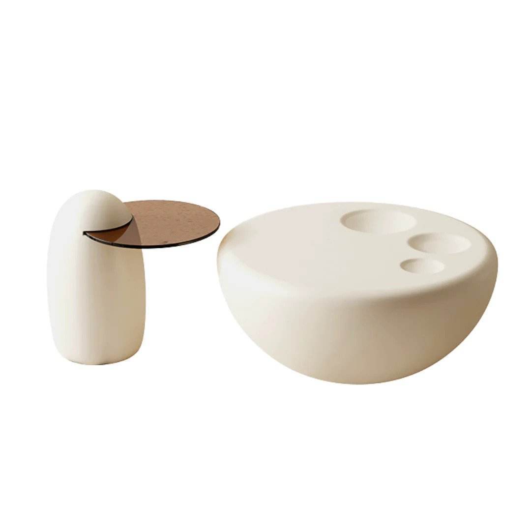 Modern Nala Nesting Coffee Table Set - 2-Tier Oval Side Table for Living Room, Bedroom, or Office - Space-Saving Furniture with Stylish Design for Small Spaces