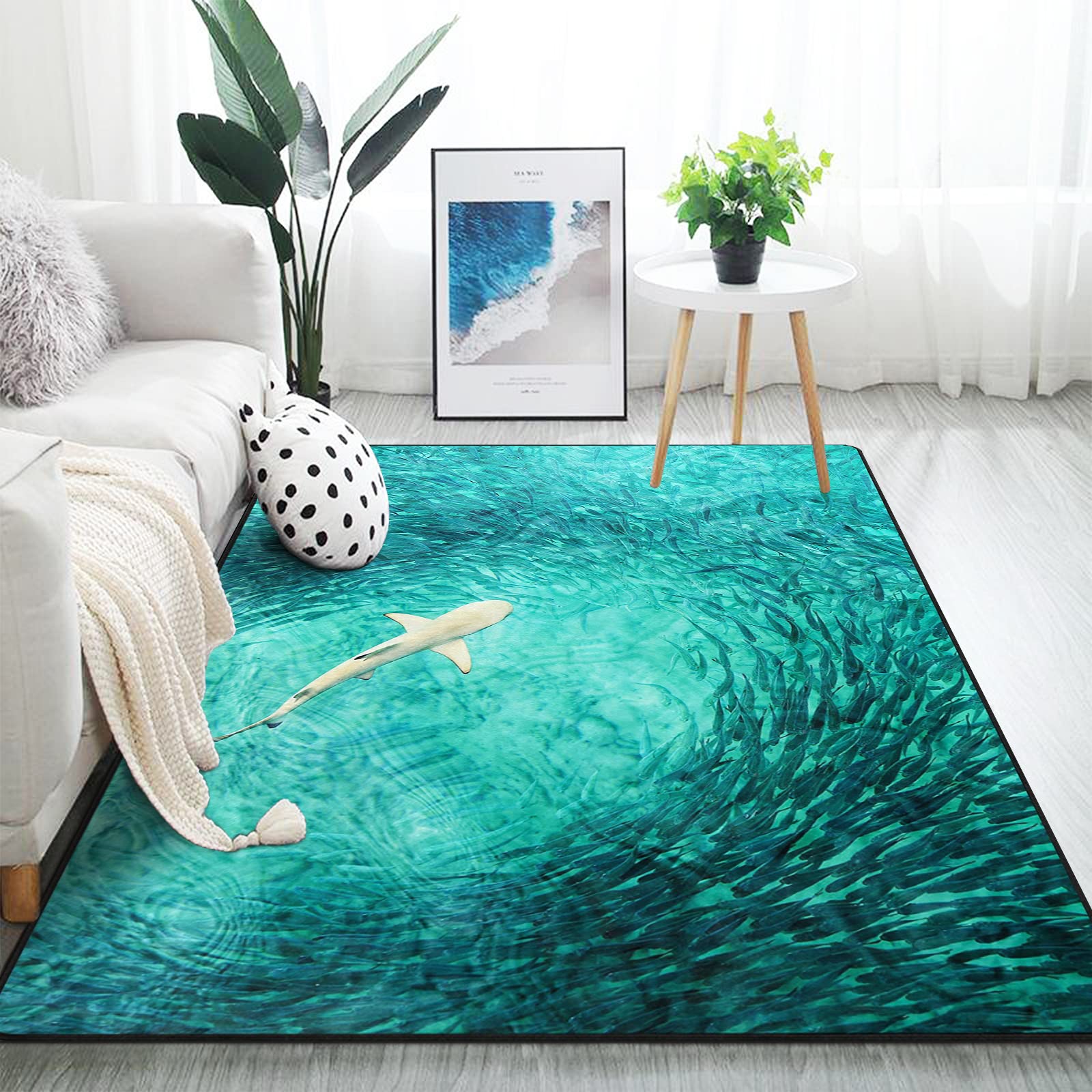 ALAZA Underwater World Shark Hunting Fish Area Rug 5'3