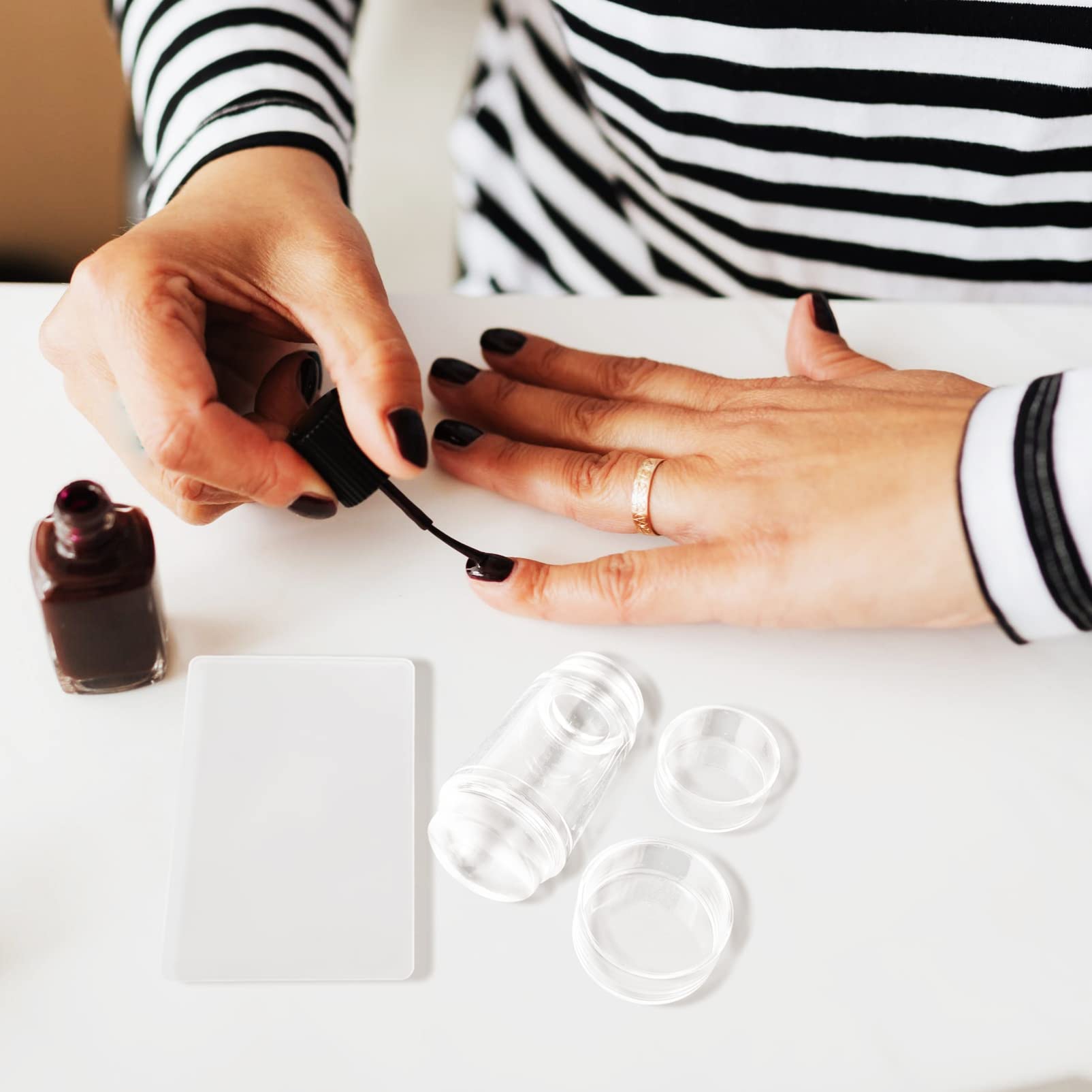 1 Set Professional Nail Salon Supplies - DIY Nail Art Stamper Kit with Silicone Stampers for French Tips & Manicure | Perfect for Home Nail Art, Salon Use & Gift Giving
