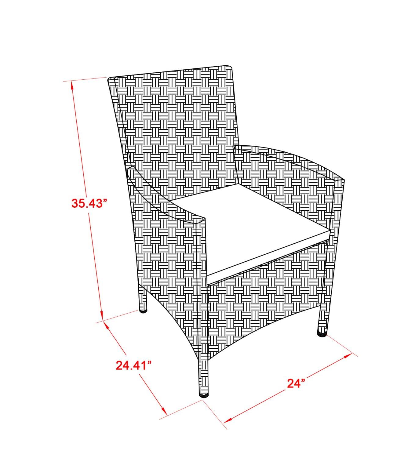 East West Furniture HVLC153V Valencia Patio Bistro Wicker Dining Chairs with Cushion, Set of 2, Cream - Outdoor Garden, Balcony, and Patio Dining Furniture for Relaxing Meals
