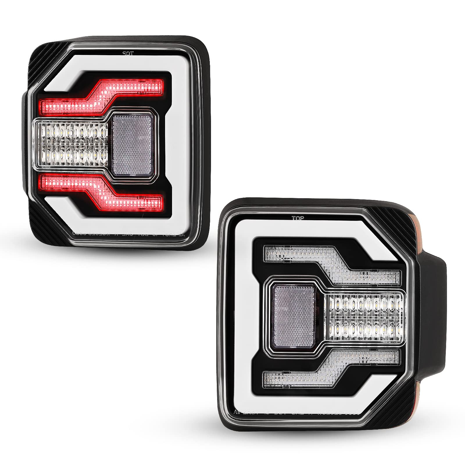 WOLFSTORM LED Tail Lights for 2018-2023 Jeep Wrangler JL/JLU - Dynamic Running Turn Lights, Clear Lens (1 Pair) - Upgrade Your Off-Road Adventure & Night Driving Safety