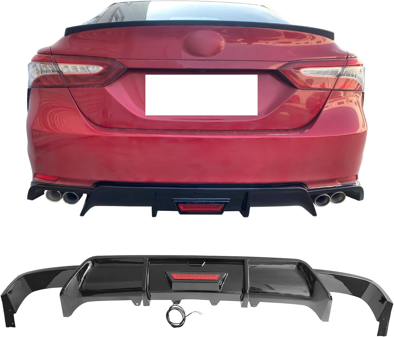 2018-2024 Toyota Camry SE XSE Rear Diffuser Lip Spoiler - PP Material Black Rear Bumper Diffuser for Enhanced Aerodynamics & Sporty Look - Perfect for Street Racing & Car Shows