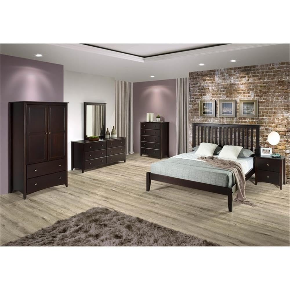 Camaflexi Shaker Style Solid Wood 2-Drawer Nightstand in Cappuccino - Rustic Bedside Table for Bedroom, Living Room & Guest Room