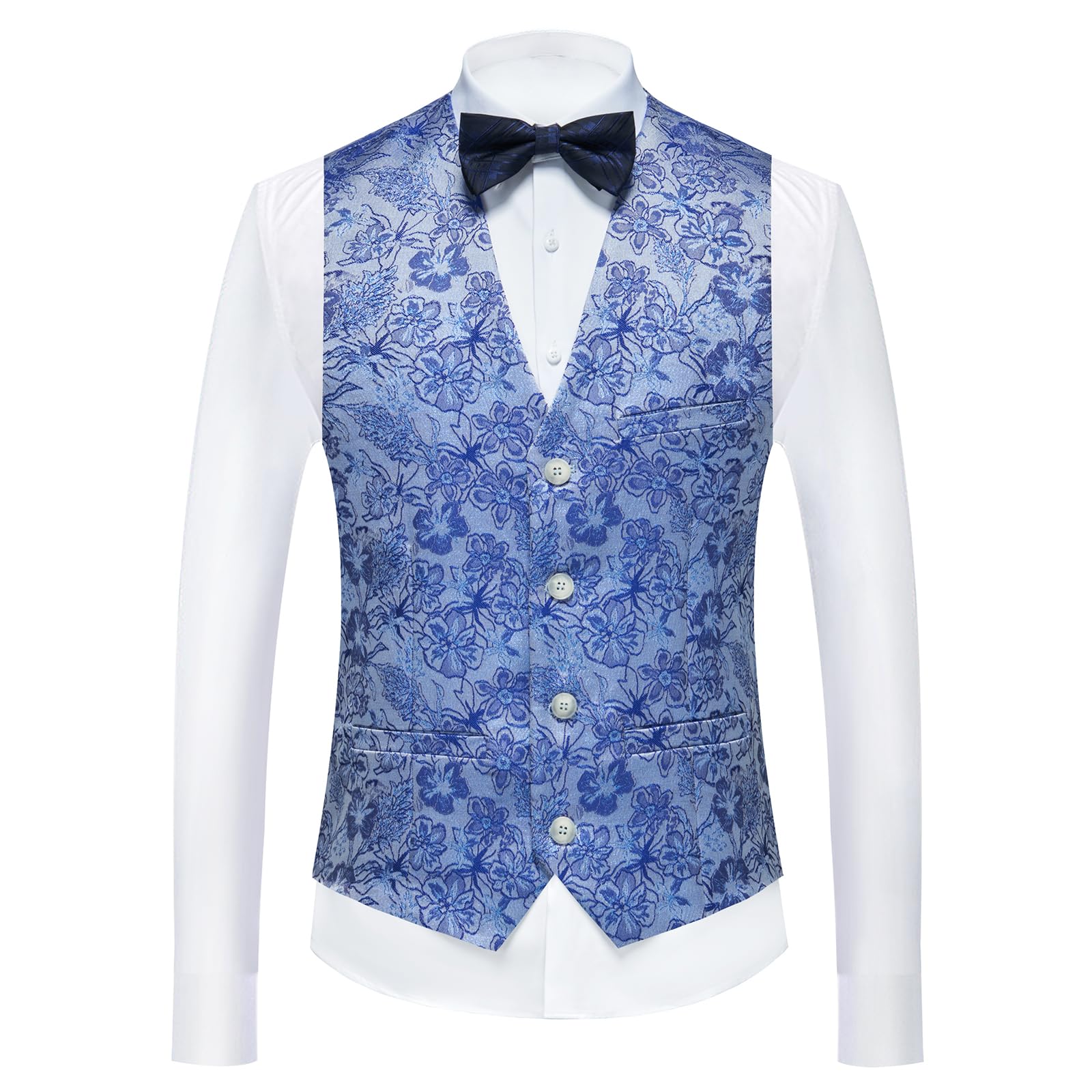 Men's 3-Piece Tuxedo Suit Set - Regular Fit Floral Pattern Blazer Jacket with Waistcoat & Pants | Formal Wear for Weddings, Prom & Special Occasions