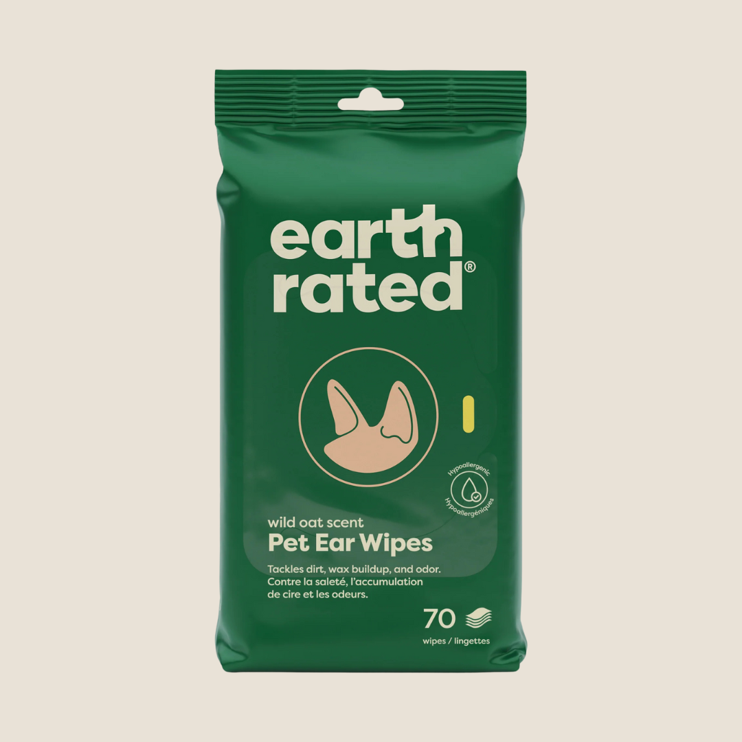 Earth Rated Dog Ear Wipes for Cleaning & Infection Prevention - Gentle Hypoallergenic Ear Cleaning Wipes for Dogs & Puppies - Perfect for Grooming, After Bath & Outdoor Adventures