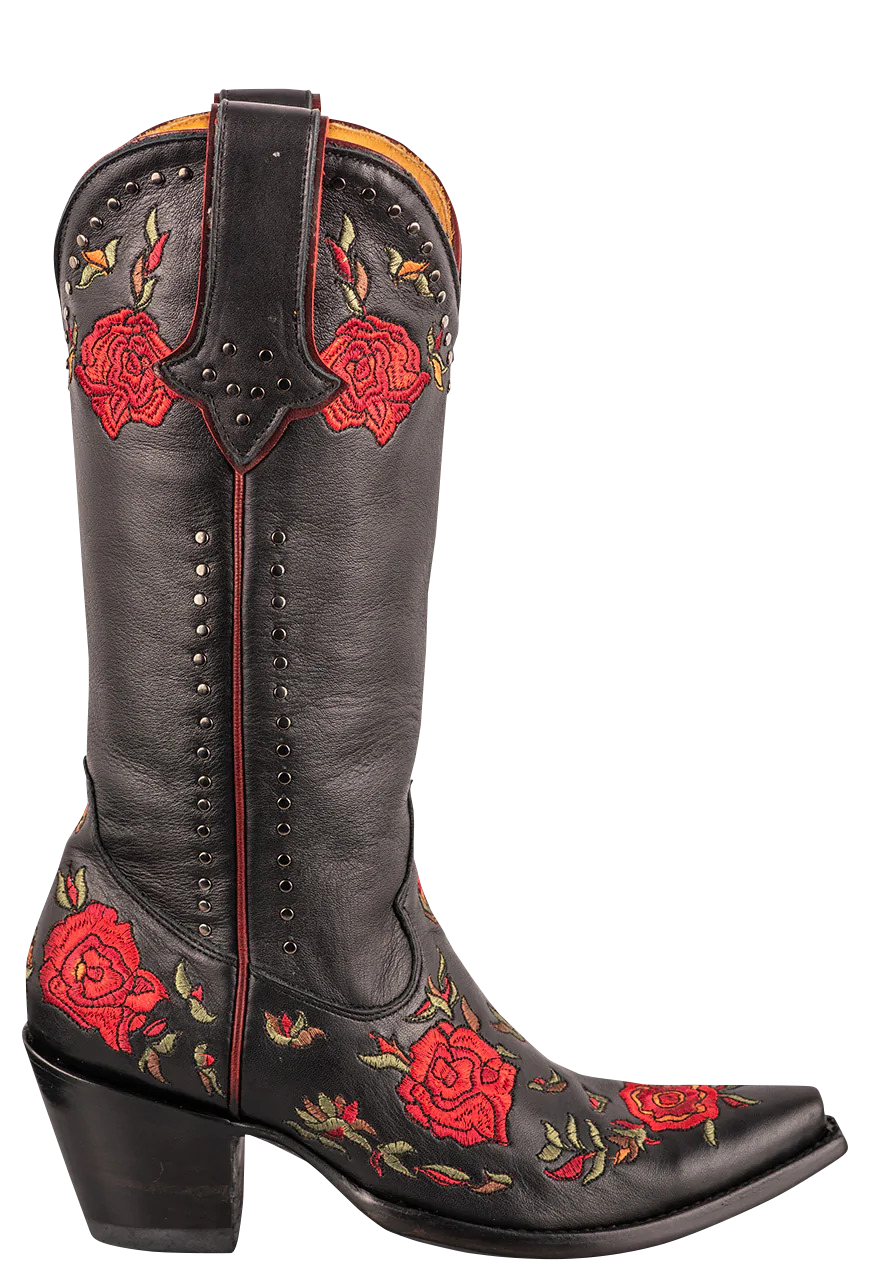 Old Gringo Women's Eden's Garden Cowboy Boots - Black Leather Western Boots for Women | Comfortable & Stylish Cowgirl Boots for Country Dancing, Rodeo & Everyday Wear