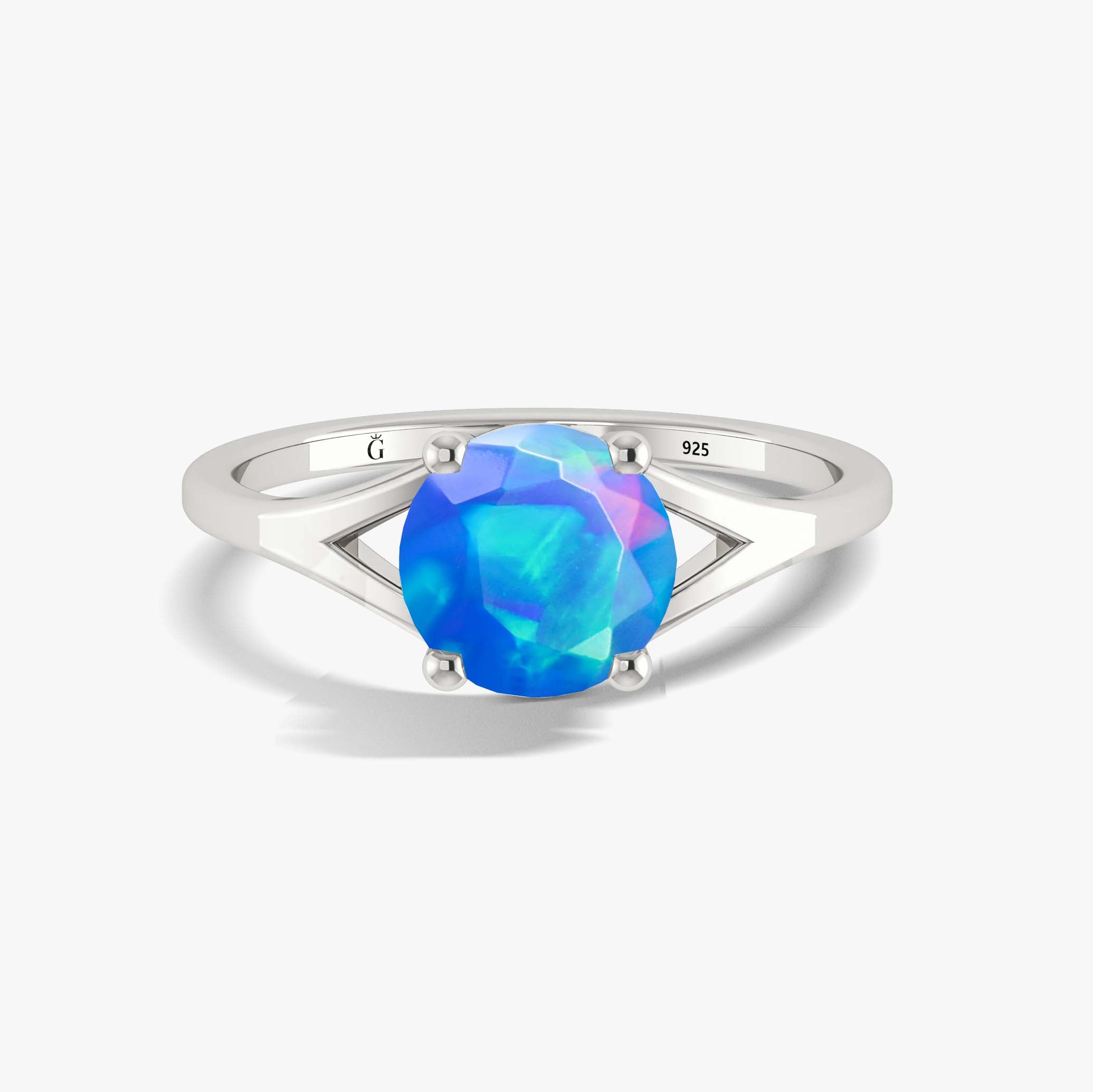 Exquisite Round Faceted Blue Opal Stone Statement Ring for Women | Elegant Jewelry Gift for Birthday, Anniversary & Special Occasions | Boho Chic & Evening Wear Accessory