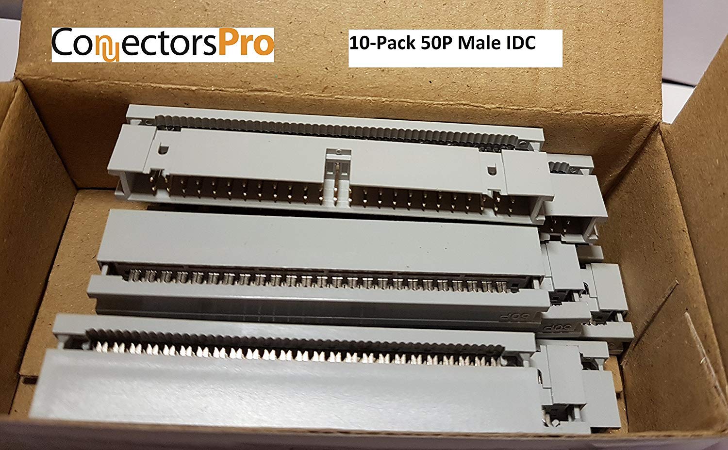 Connectors Pro 10-Pack 2X25 50P Dual Rows 2.54mm Shrouded IDC Male Header, 50 Pins Connector for PCB and Electronics Projects