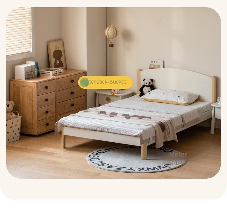 Solid Poplar Wood Kids Bed Frame - White - Durable & Safe for Toddler & Children's Bedroom, Nursery, or Guest Room