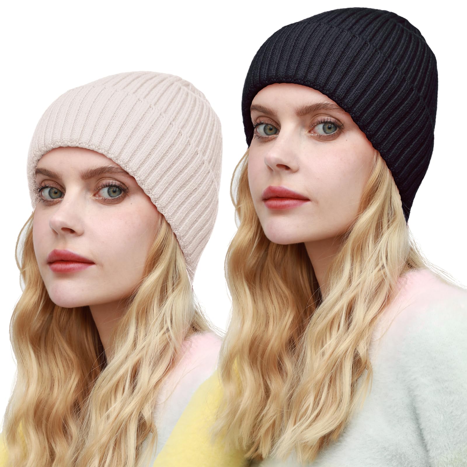 ROYBENS Unisex Wool Knit Beanie with Satin Lining - Warm Winter Hat for Men & Women, Soft Cuffed Skull Cap, Fisherman Style - Perfect for Outdoor Activities, Skiing, Snowboarding and Cold Weather Protection