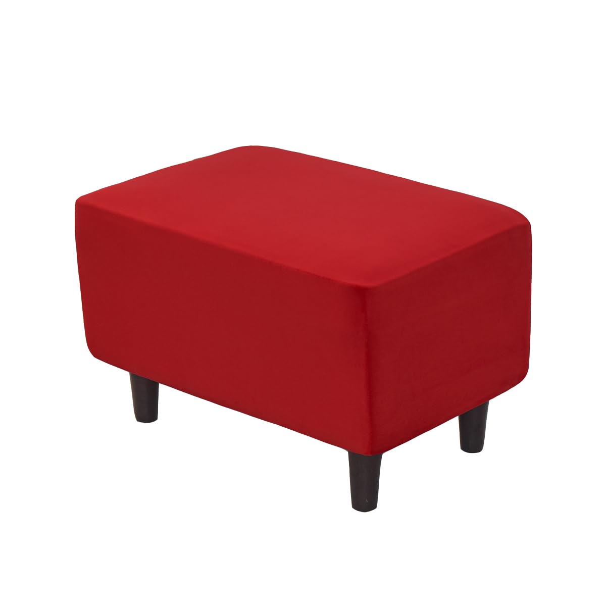 Velvet Ottoman Slipcover - Stretch Rectangle Storage Stool Cover, Footstool Protector for Living Room Furniture (Red) | Perfect for Home Decor, Sofa Protection & Cozy Living Spaces