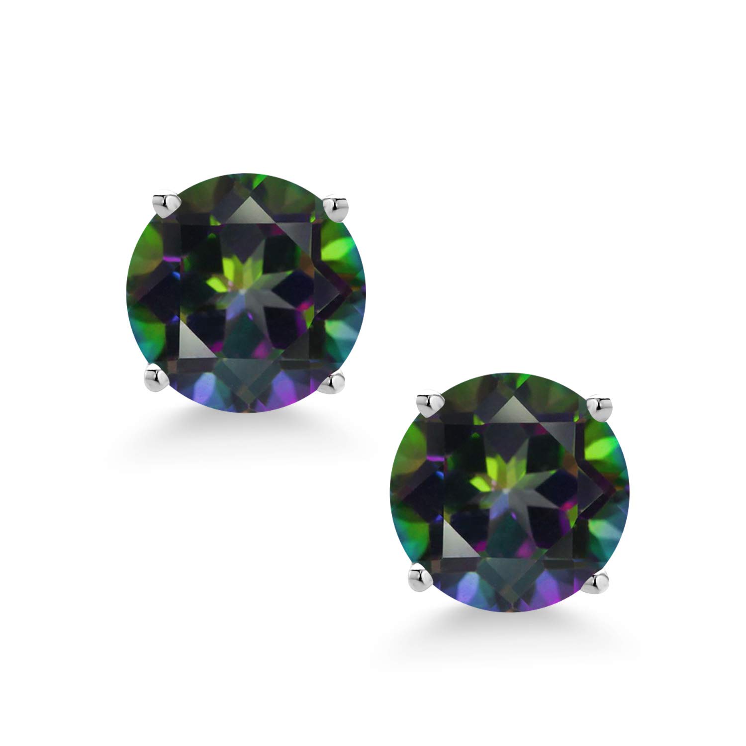 14K White Gold 6MM Round Birthstone Stud Earrings for Women & Men | Screw Back Gemstone Earrings | Perfect for Birthdays, Anniversaries & Gifts