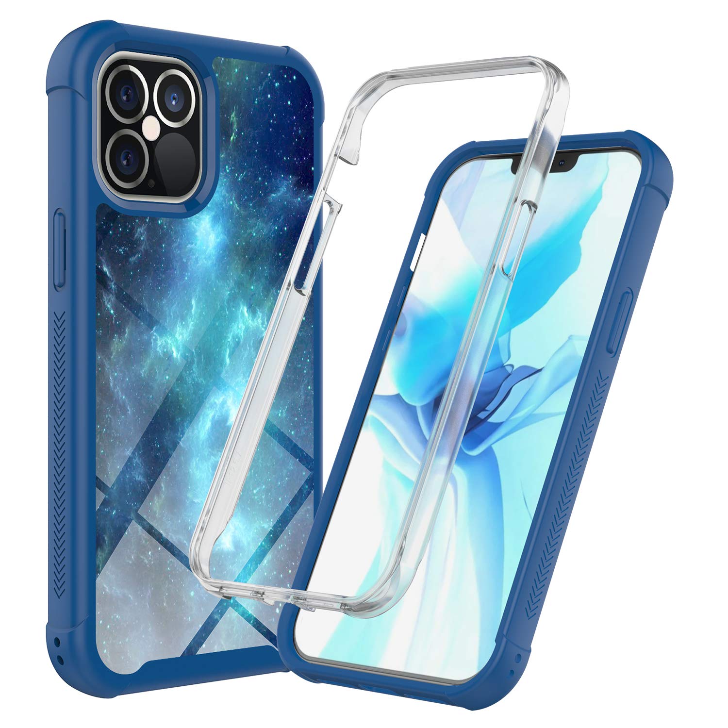 iPhone 12 Pro Max Case 6.7 Inch - Rosebono Hybrid IMD Design Anti-Scratch Cute Colorful Silicone Cover with Armor Protection (Galaxy Stardust) - Perfect for Everyday Use, Travel & Fashion Protection