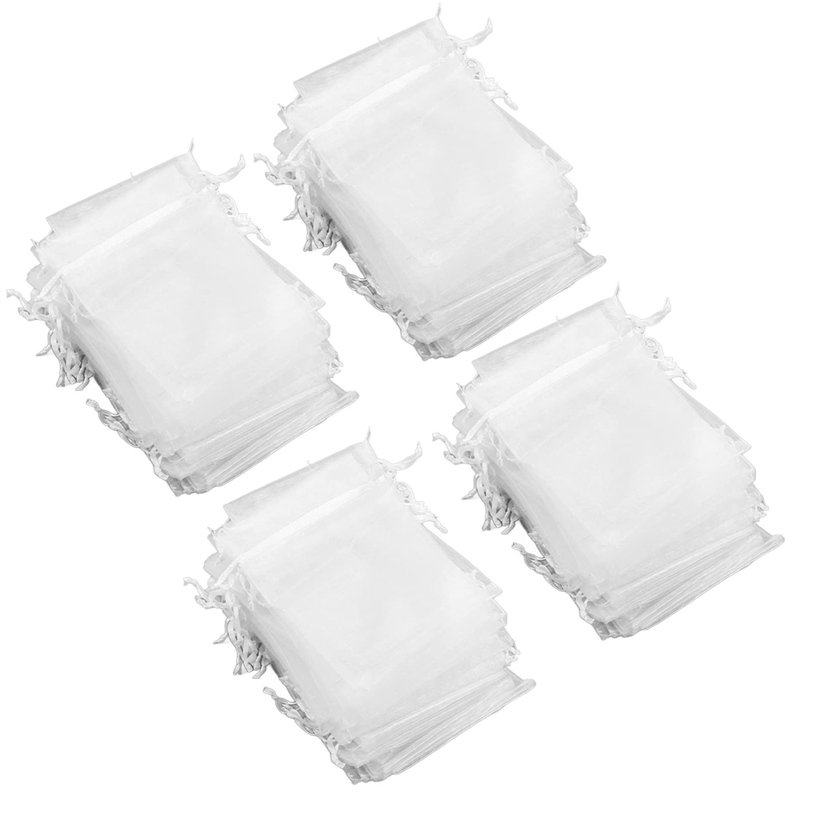 200Pcs White Sheer Organza Bags - Elegant Mesh Drawstring Pouches for Jewelry, Wedding Favors & Party Decorations - Transparent Gift Bags for Bridal Shower, Birthday & Special Events