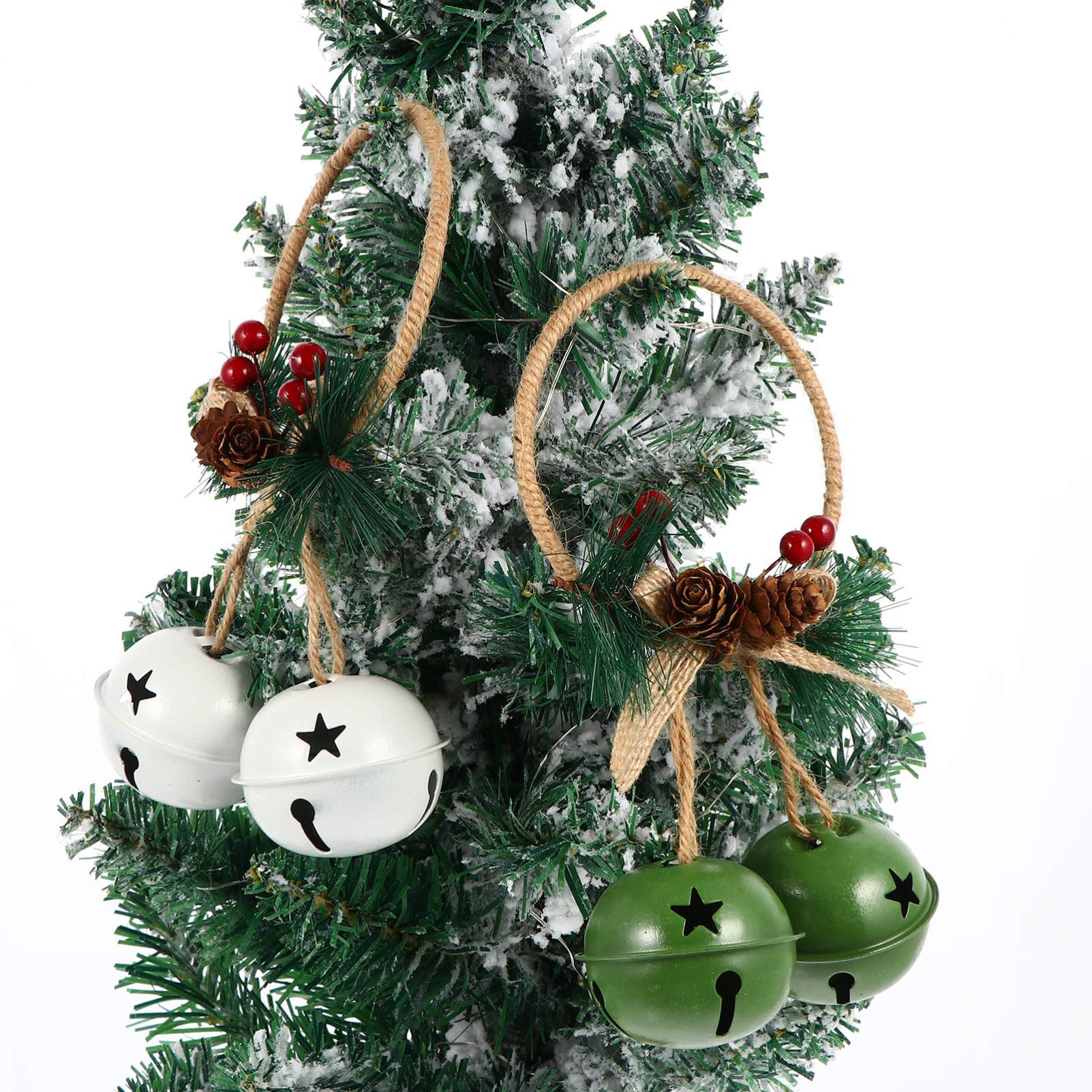 BESPORTBLE 2-Pack Iron Christmas Bells - Rustic Holiday Tree Ornaments for Xmas Decorations, Fireplace Mantel & Front Door Wreath Decor