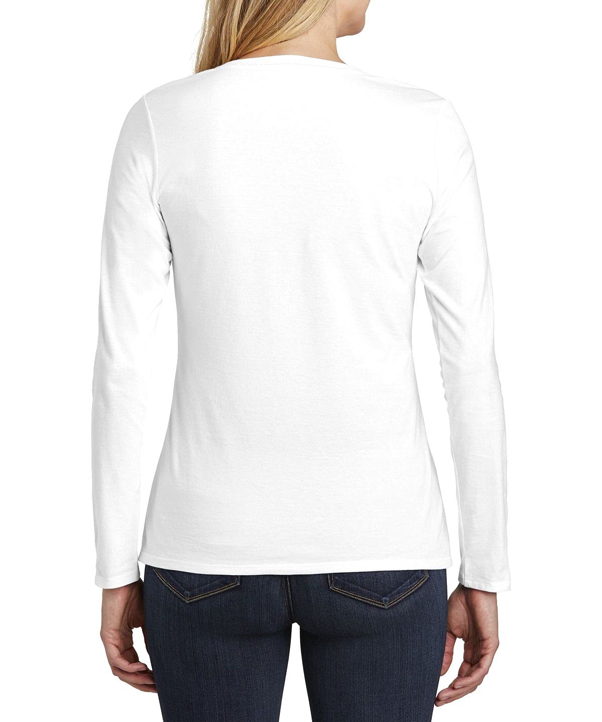 JustBlanks Women’s Long Sleeve V-Neck T-Shirt - Soft Ring Spun Cotton, Shoulder Taping for Comfort - Perfect for Layering, Workouts & Casual Wear