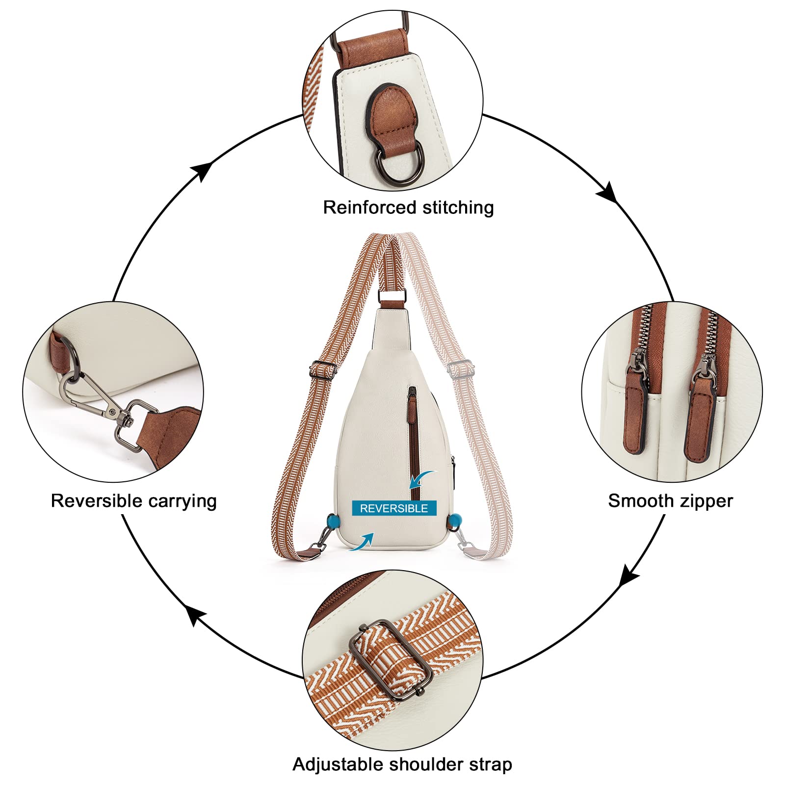 CLUCI Women's Leather Crossbody Bag - Stylish Sling Backpack for Travel, Work & Everyday Use | Durable & Fashionable Shoulder Purse
