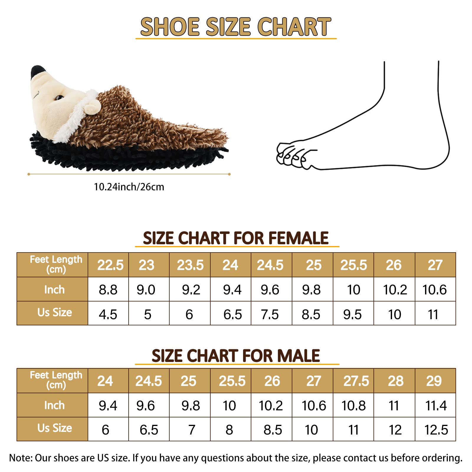 Liitrton Cartoon Hedgehog Microfiber Slippers - Washable Mop Slippers for Cleaning Floors | Dust & Hair Removal | Women's 7.5-8.5/Men's 6-7 | Perfect for Office, Home & Pet Owners