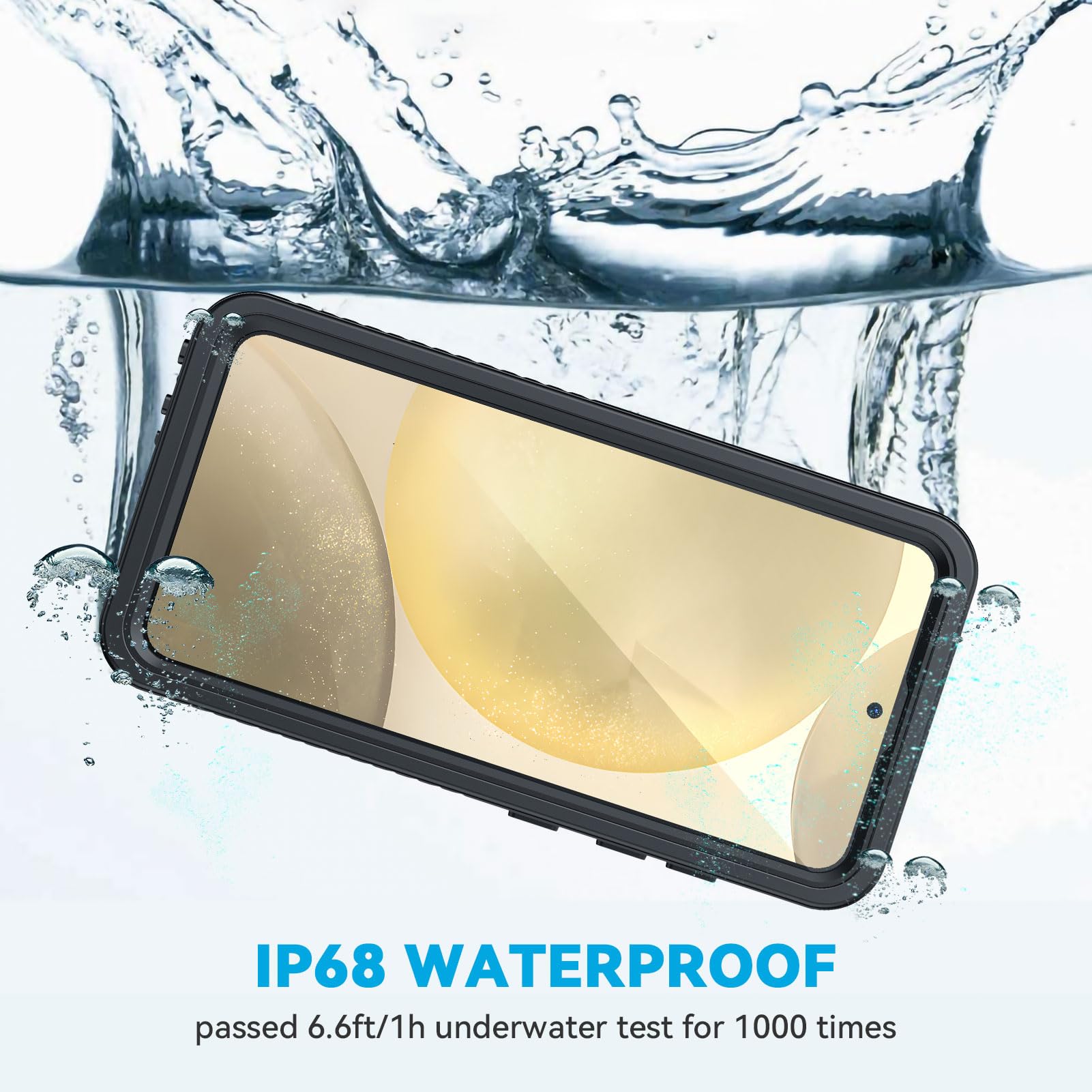 Lanhiem Rugged IP68 Waterproof Case for Samsung Galaxy S24+ Plus (6.7 Inch) - Shockproof Dustproof Protective Cover with Built-in Screen Protector - Perfect for Outdoor Activities, Work & Travel - Black