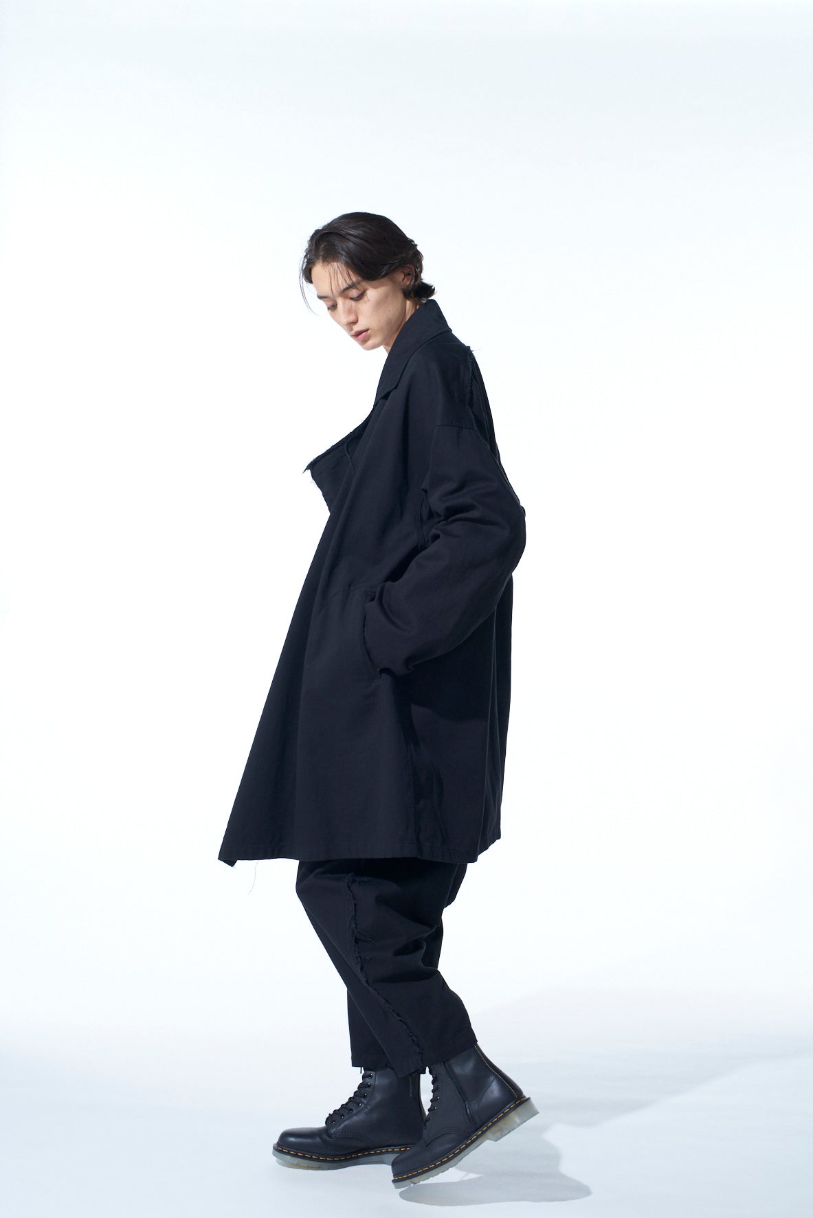 COTTON DRILL CUT OUT DRAPE COAT - Women's Fashion Outerwear for Spring & Fall | Perfect for Office, Date Night & Casual Outings