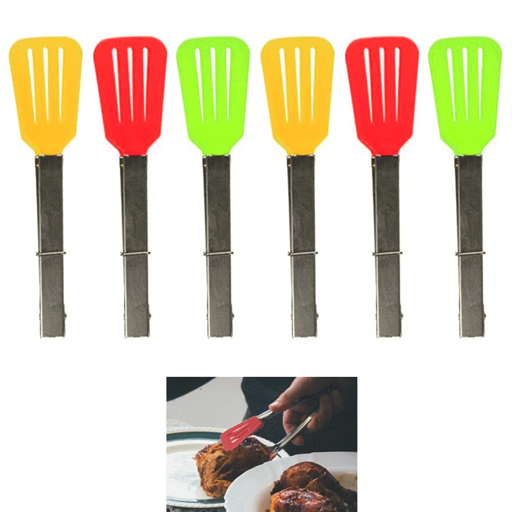 6-Piece Heat-Resistant Nylon Cooking Tongs Set - Silicone Slotted Kitchen Turner & Serving Utensils for Grilling, Flipping, and Serving Food