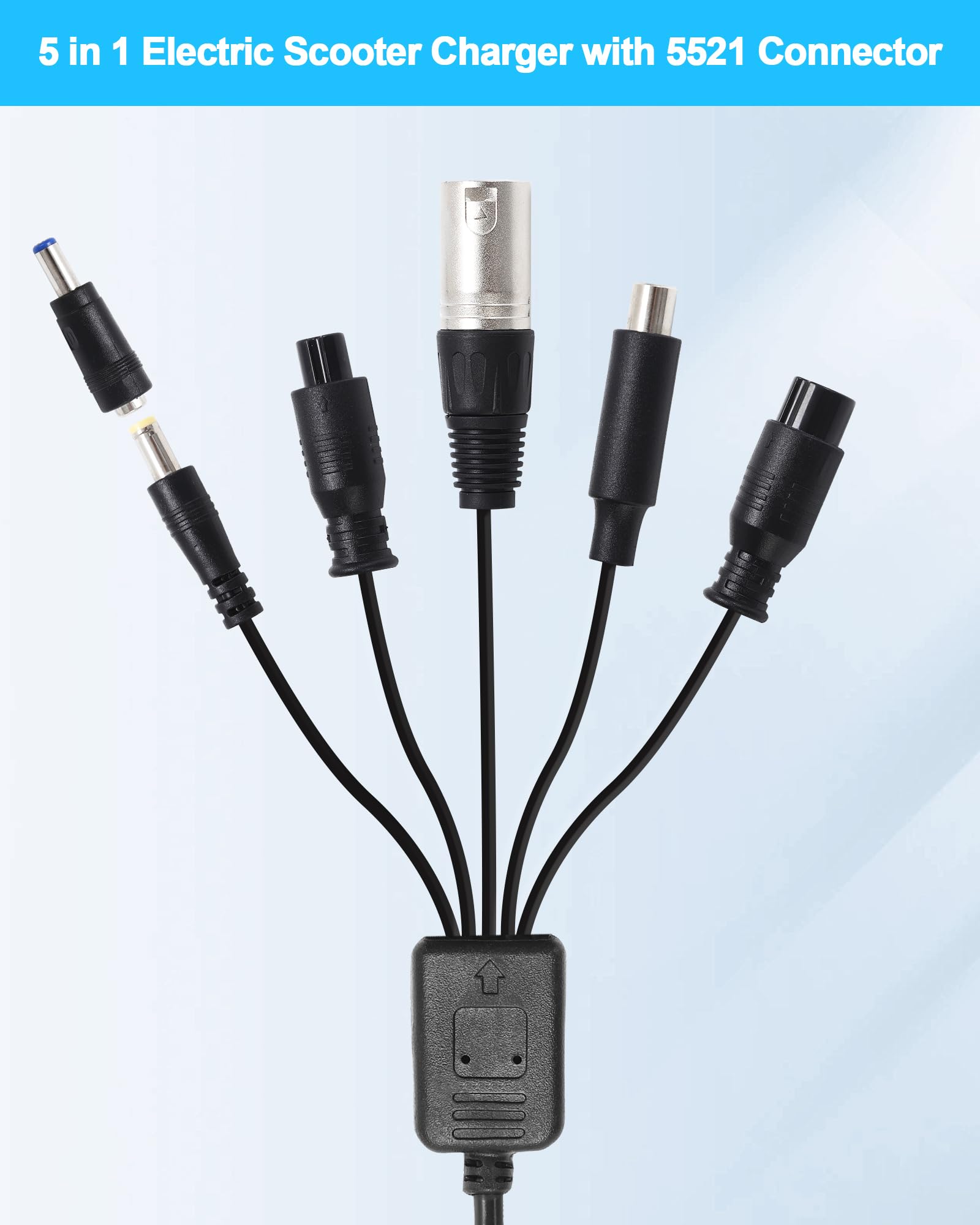 42V 2A Fast Electric Scooter Charger with Cooling System - 6 Port Universal Replacement Charger for 36V Lithium Battery - Compatible with Razor, Gotrax, Ninebot, Segway, Jetson, Hiboy - Perfect for Commuting, Campus Use & Urban Mobility