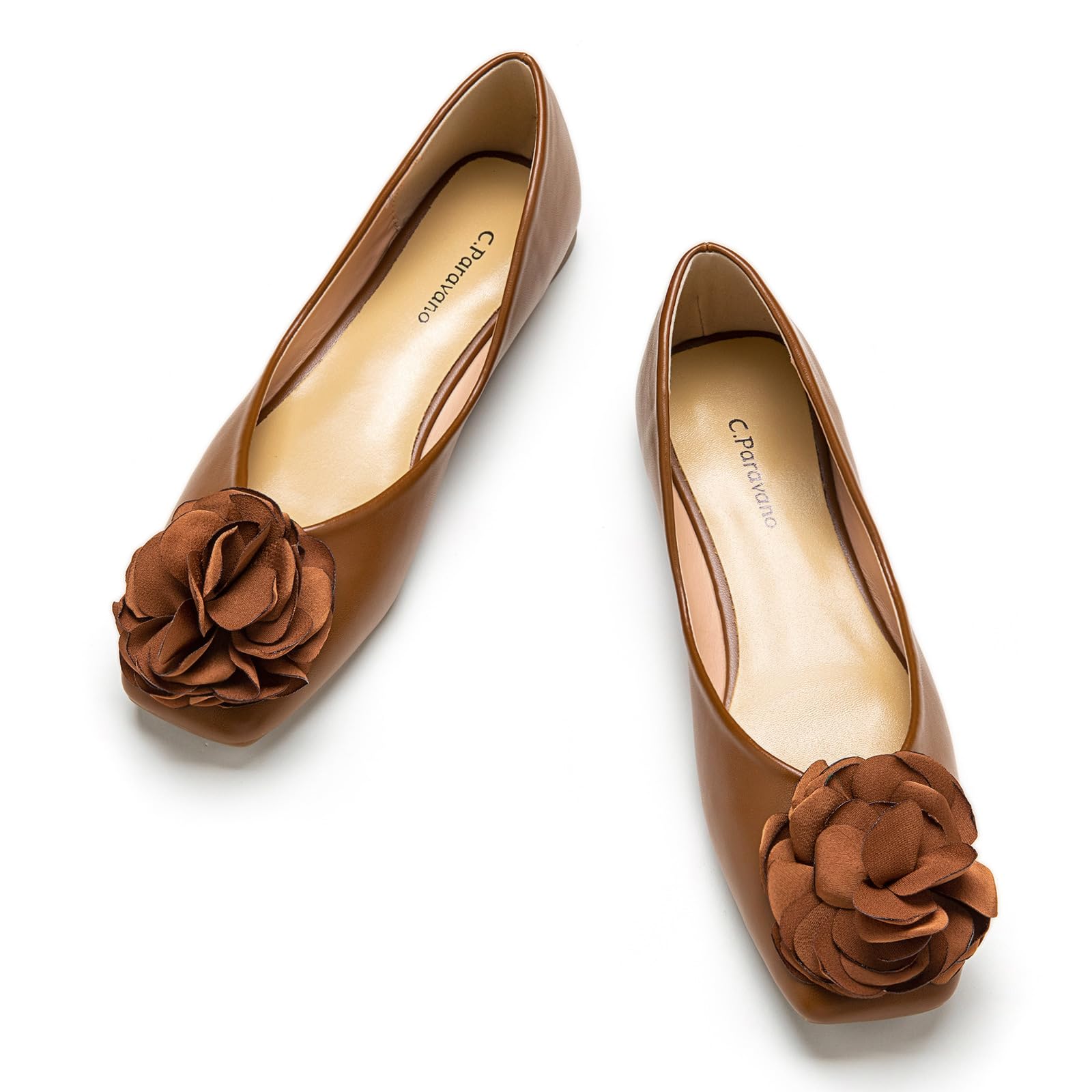 C.Paravano Women's Square Toe Ballet Flats - Comfortable Slip-On Casual Shoes for Women | Perfect for Office, Walking & Everyday Wear