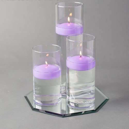 Eastland Octagon Mirror and Cylinder Vases Set with Richland Floating Candles - 48 Piece Wedding Centerpiece (8