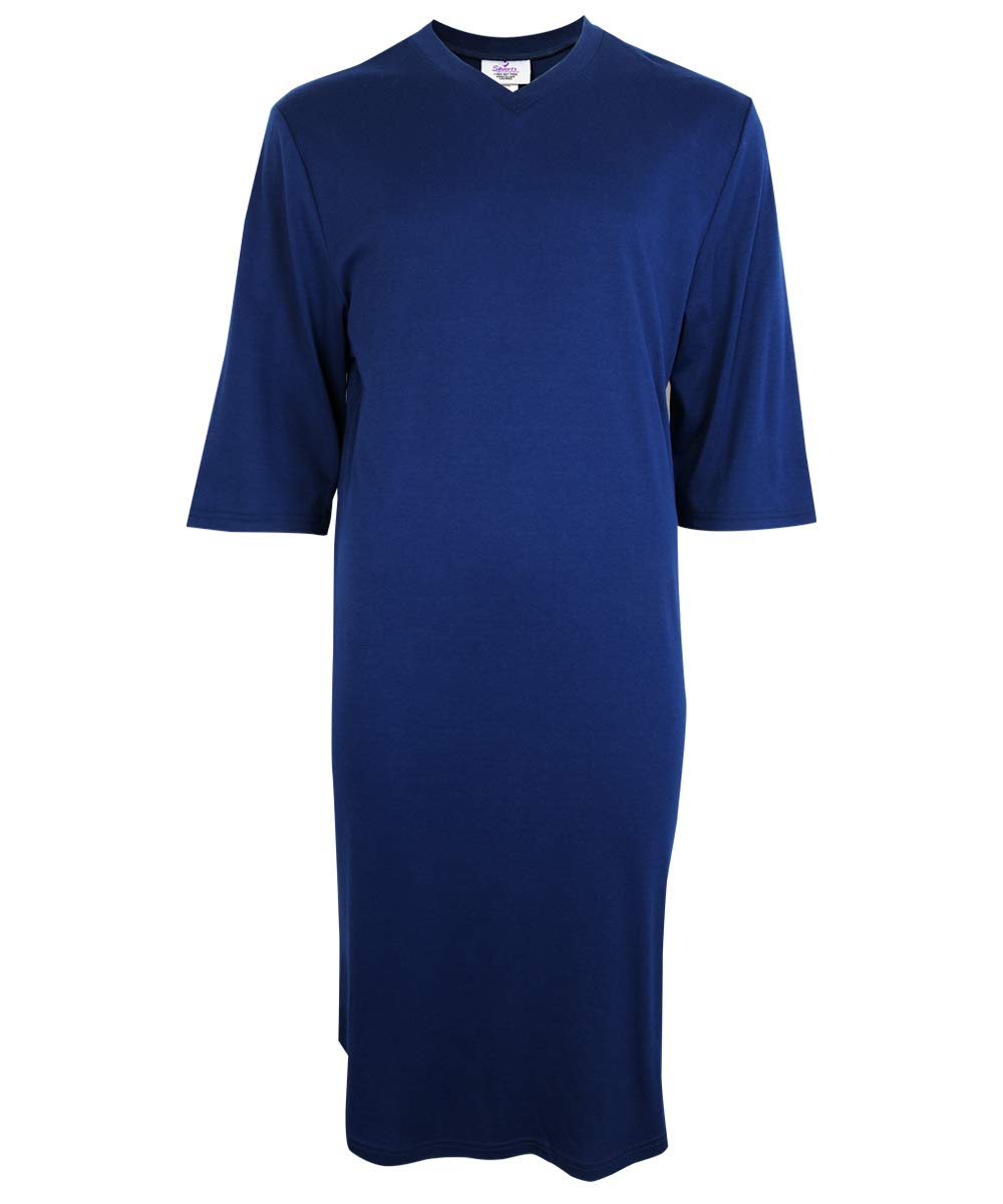 Men's Easy Touch Open Back Nursing Home Nightgown - Soft Comfortable Sleepwear for Elderly Care & Post-Surgery Recovery - Perfect for Hospital, Home Care & Relaxation