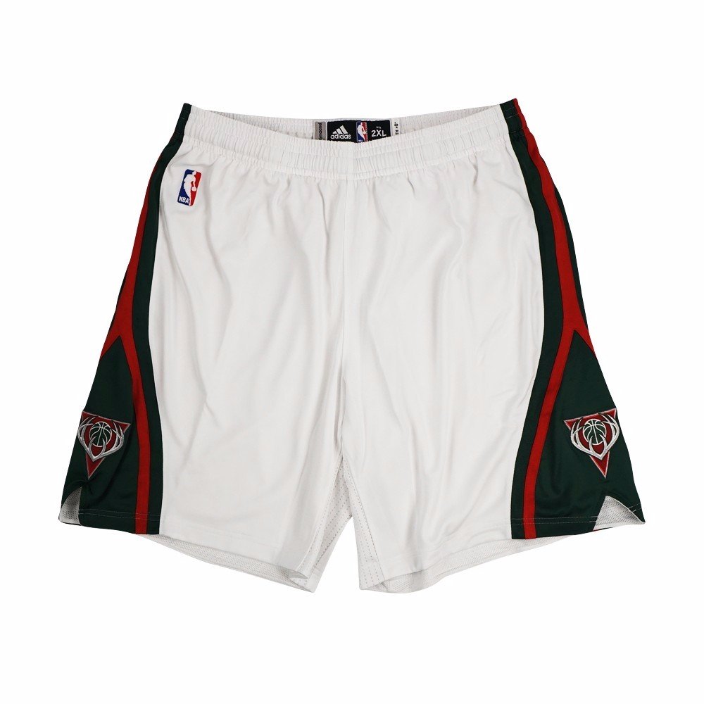 Adidas Milwaukee Bucks NBA White Authentic On-Court Home Climalite Game Shorts for Men - Breathable Basketball Shorts for Game Day & Casual Wear