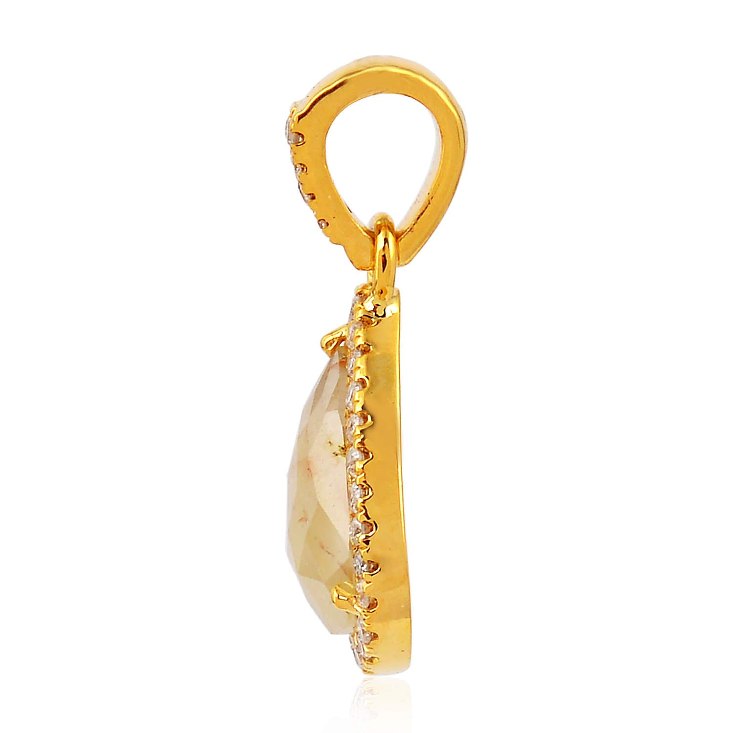 18K Yellow Gold Tear Drop Ice Diamond Pendant Necklace - Elegant Designer Charm Jewelry for Women - Perfect for Weddings, Anniversaries & Special Occasions