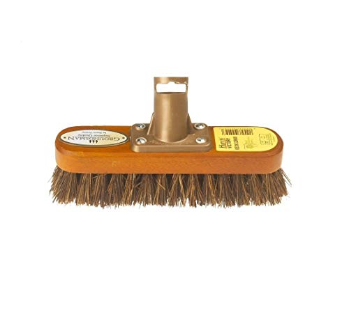 WorldCare® Harris Groundsman 9-inch Deck Scrub Brush with Handle - Heavy Duty Outdoor Cleaning Tool for Wood Decks, Patios & Concrete Surfaces