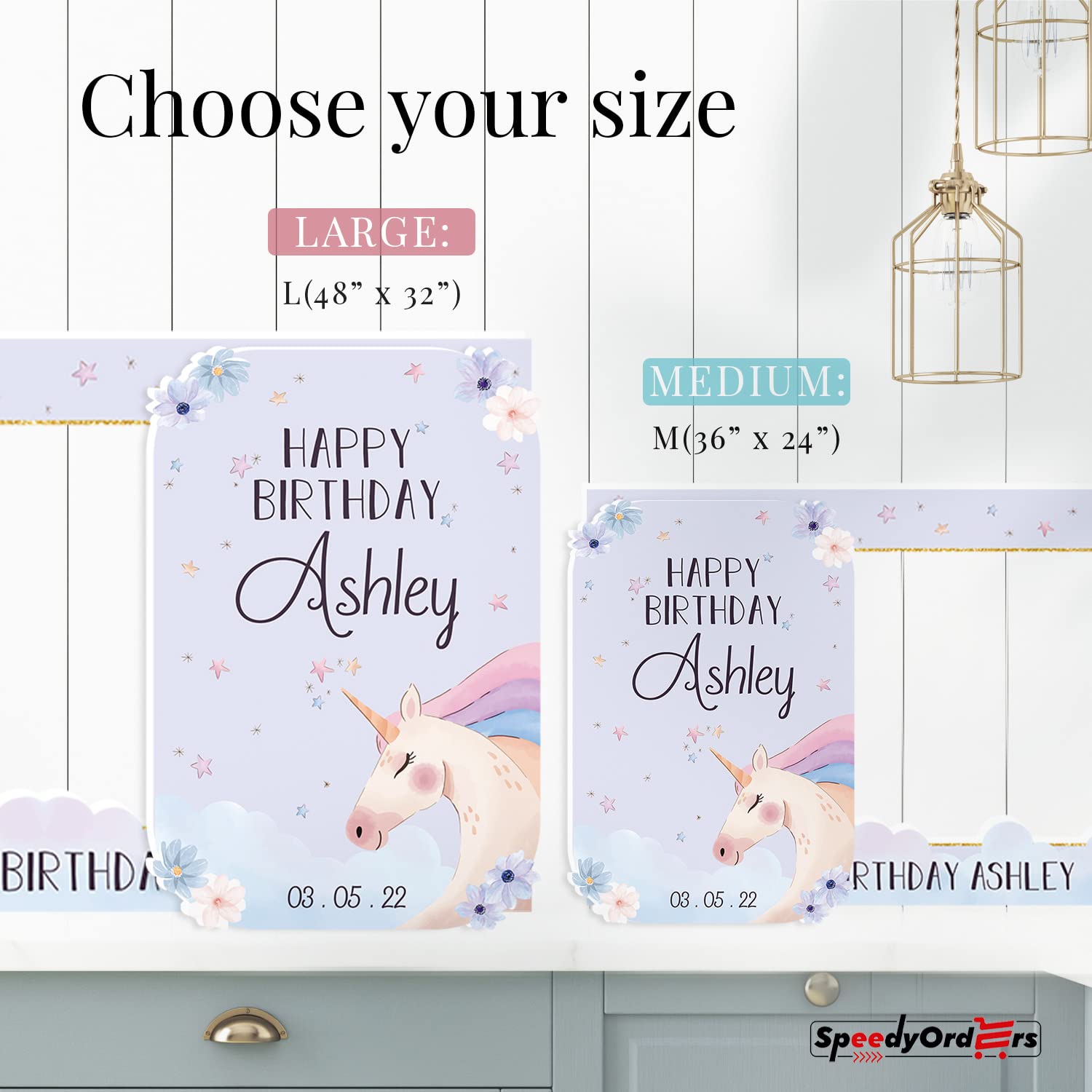 Personalized Unicorn Birthday Party Sign & Photo Booth Frame Set - Custom Unicorn Party Decorations - PVC Board Welcome Sign & Favors for Girls' Birthday, Baby Shower & Theme Parties