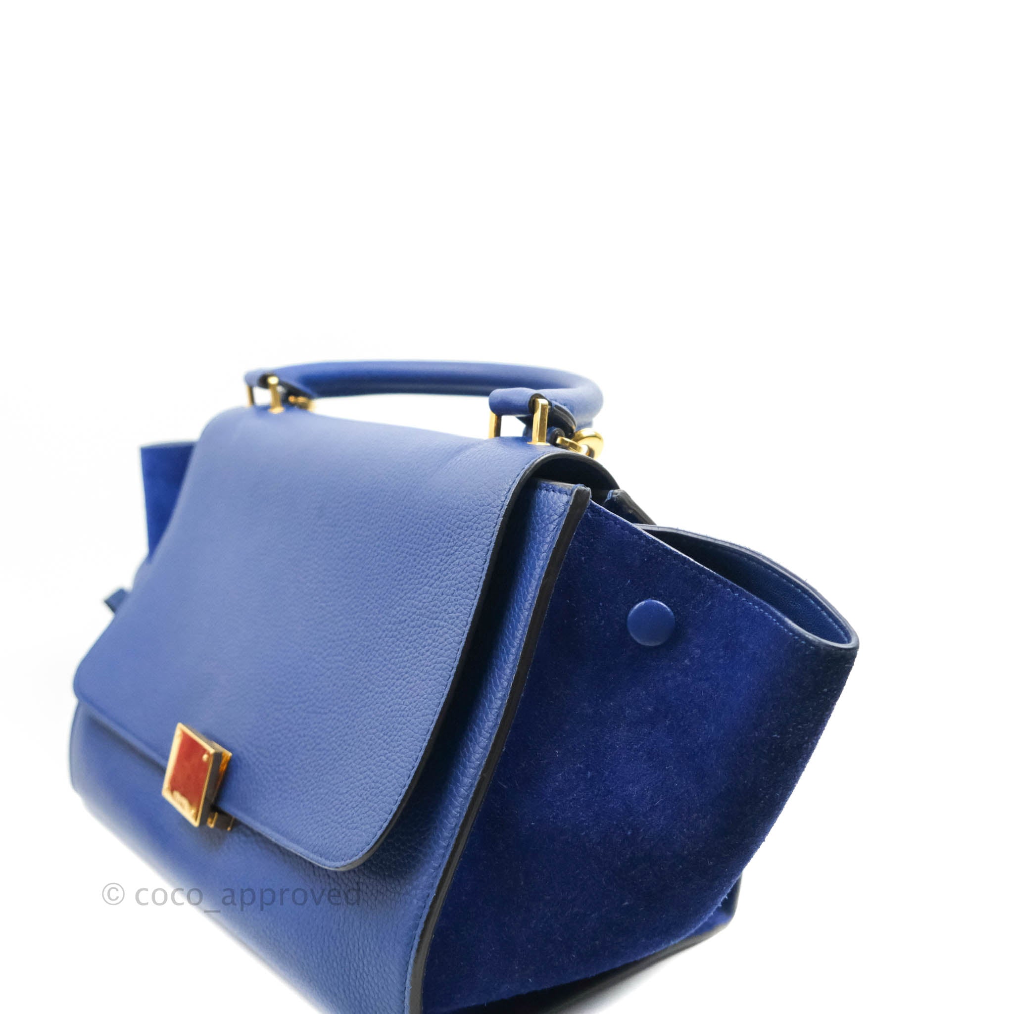 Celine Sleek Small Tri-Color Trapeze Bag in Blue Calfskin Leather - Perfect for Work, Travel & Everyday Use