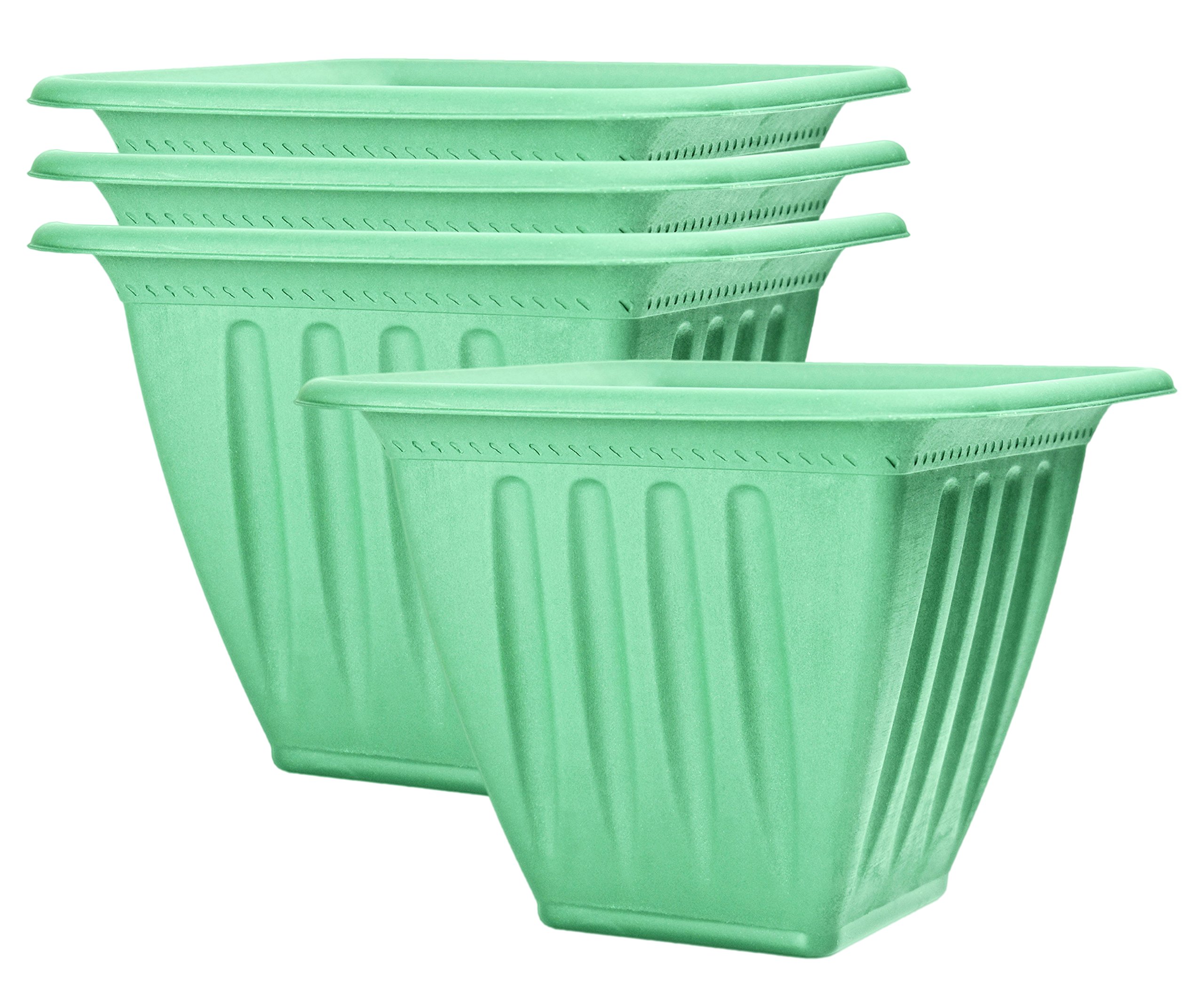 Set of 4 Large Plastic Embossed Planters - 9.25