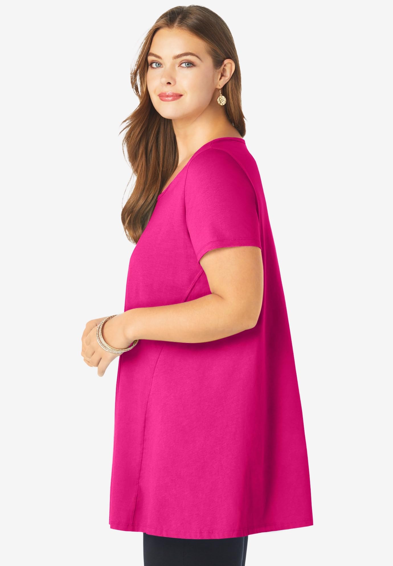 Roaman's Women's Plus Size Scoop Neck Swing Ultimate Tunic Top - Flowy Casual Blouse for Work, Church & Everyday Wear