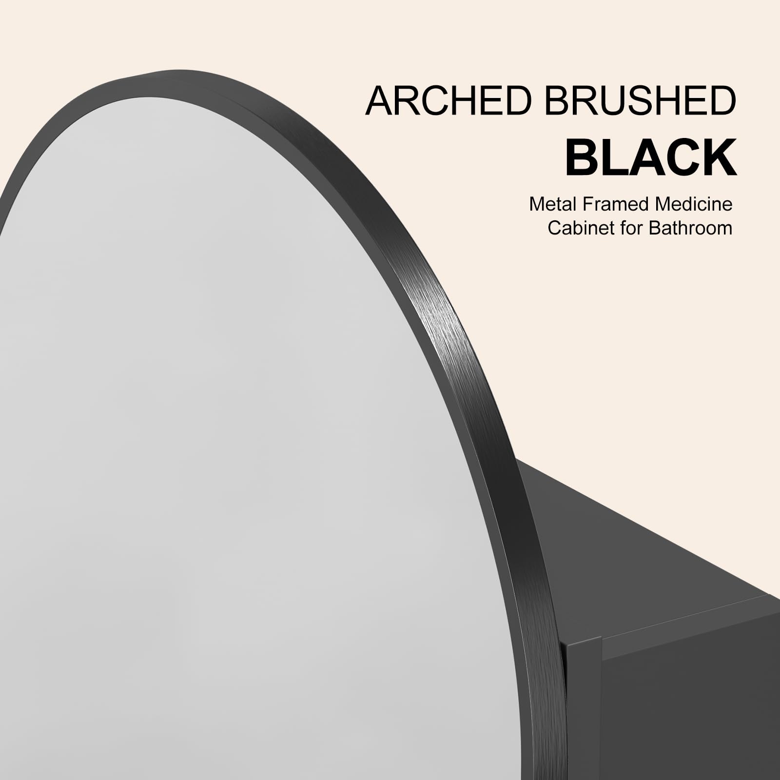 Black Arched Recessed Medicine Cabinet with Mirror - 14x18 Inch Bathroom Storage Cabinet for Wall Mount - Perfect for Small Bathrooms & Vanities