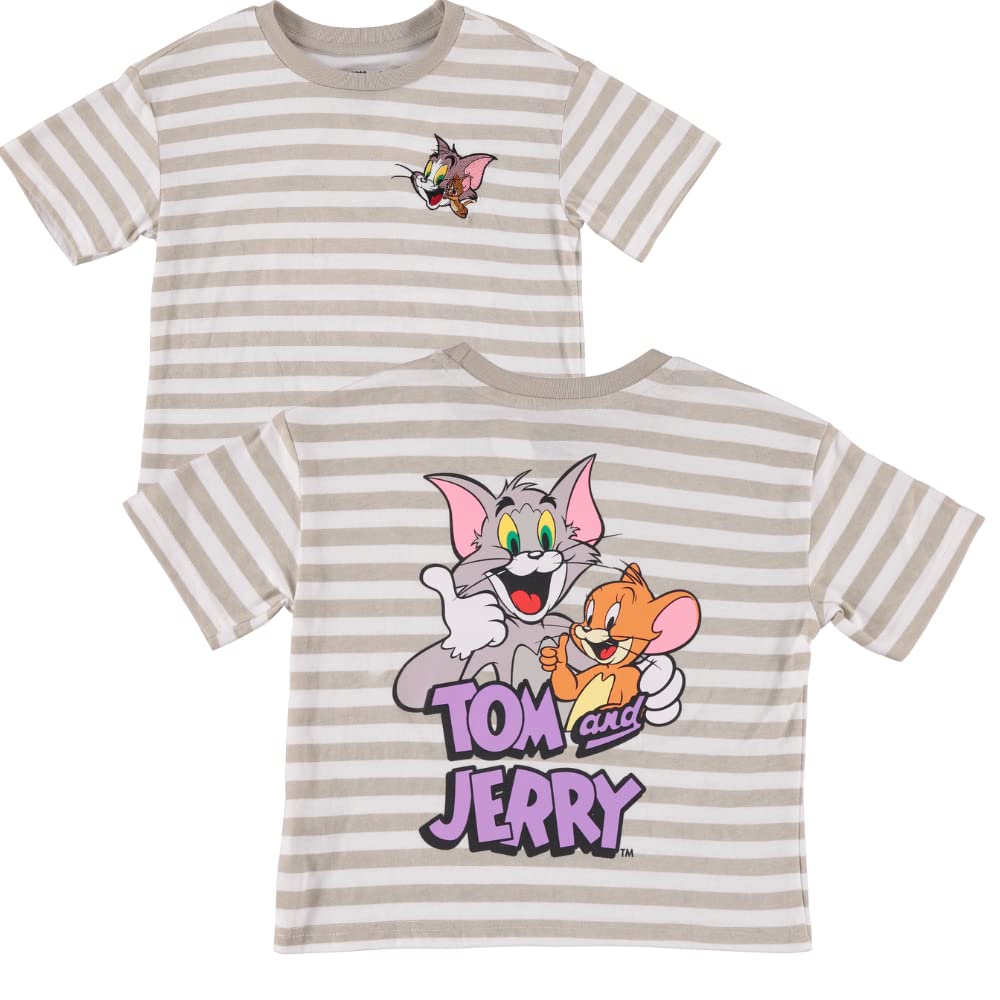 Tom and Jerry Girls Short Sleeve Graphic T-Shirt - Cartoon Cotton Tee for Kids (Sizes 4-16) - Perfect for School, Playdates, and Casual Outings