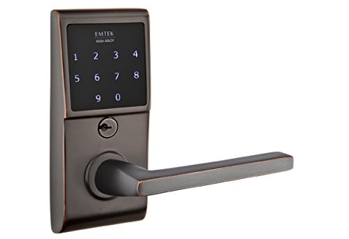 Emtek E4020 EMTouch Keypad Leverset - 19 Lever Styles & 4 Finishes (Helios Lever, Oil Rubbed Bronze US10B) - Secure Keyless Entry for Homes & Offices